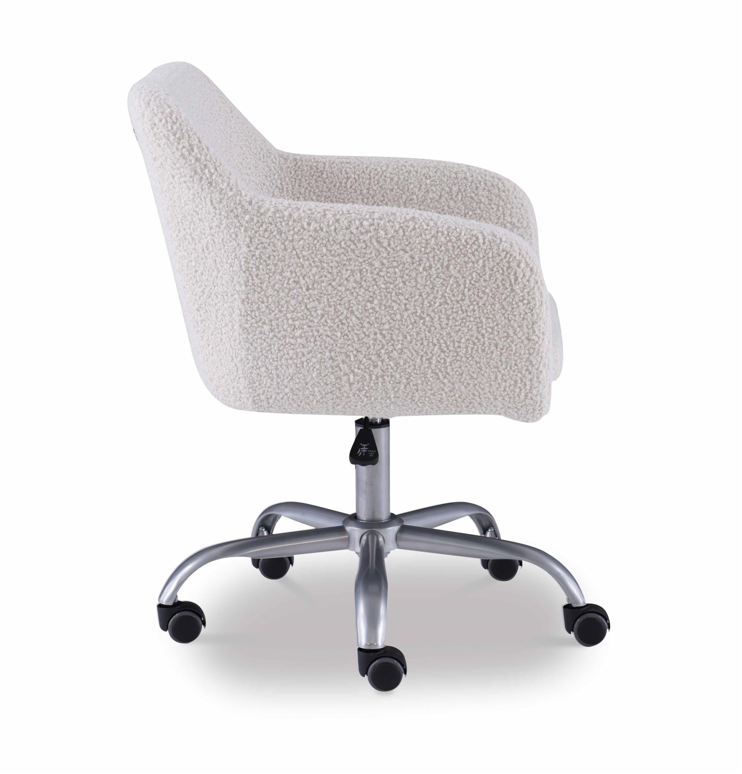 Linon Colton Adjustable Upholstered Office Chair with Wheels - Ergonomic Desk Chair with Lumbar Support, Swivel & Tilt Function - Natural Sherpa Fabric for Home Office, Gaming & Workspace Comfort