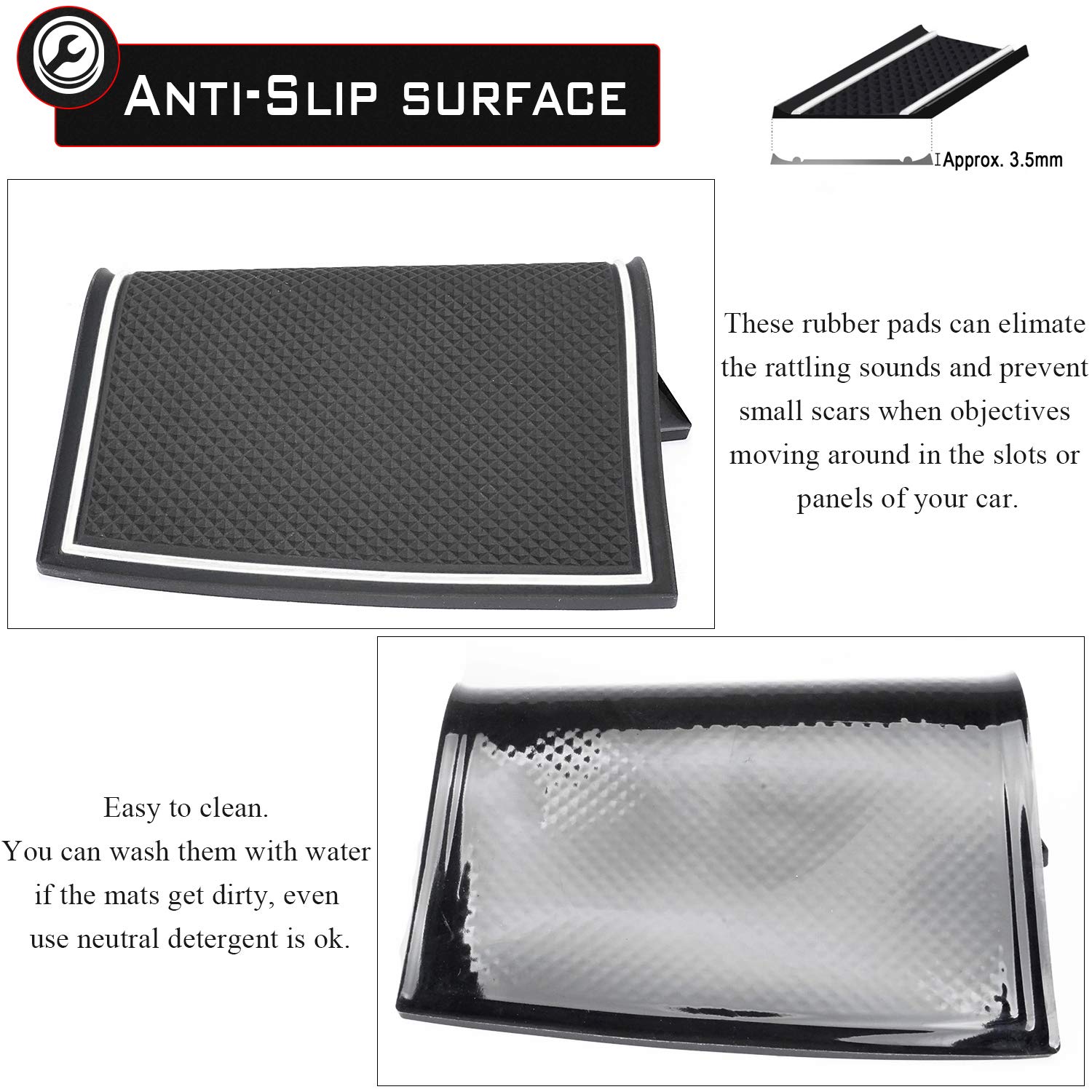 17-Piece Anti-Dust Car Interior Mats Set for Honda Accord 2018-2022 - Cup Holder Inserts, Center Console Liner & Door Pocket Liners (Glow in Dark White) | Premium Protection & Custom Fit Accessories for Daily Commute & Road Trips