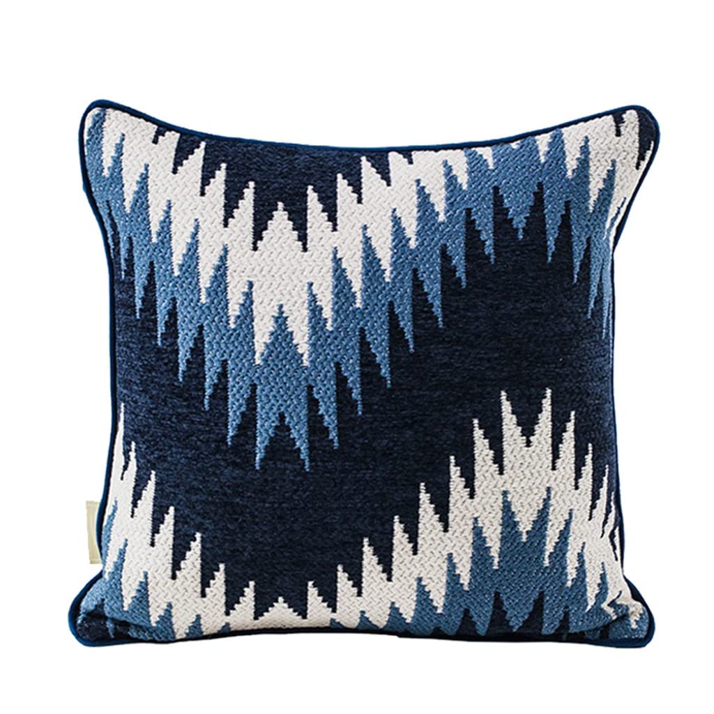 YFQHDD Blue Geometric Throw Pillow Cover - 18x18 Inch Modern Decorative Pillow Case for Couch, Sofa & Bed - Soft Cotton Home Decor for Living Room, Bedroom & Office (Color A)