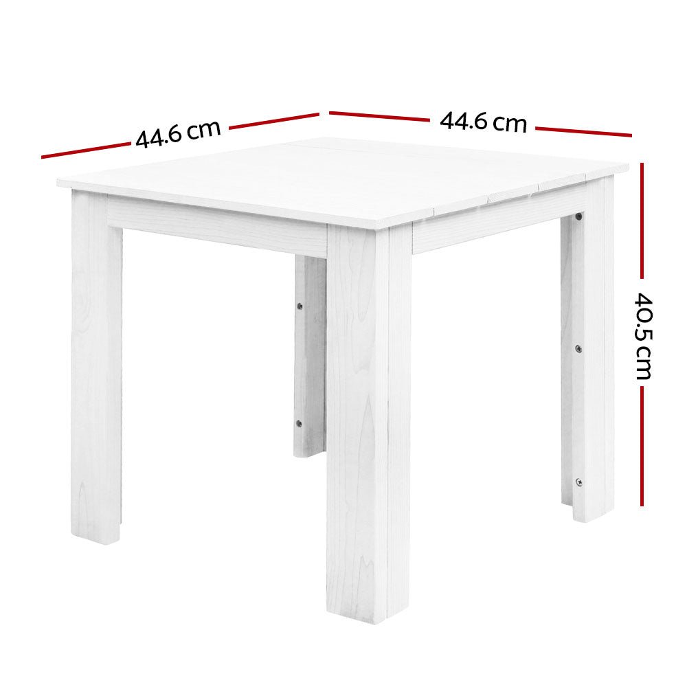 White Wooden Coffee Side Table - Outdoor Camping & Garden Furniture for Patio, Deck, and Backyard Relaxation