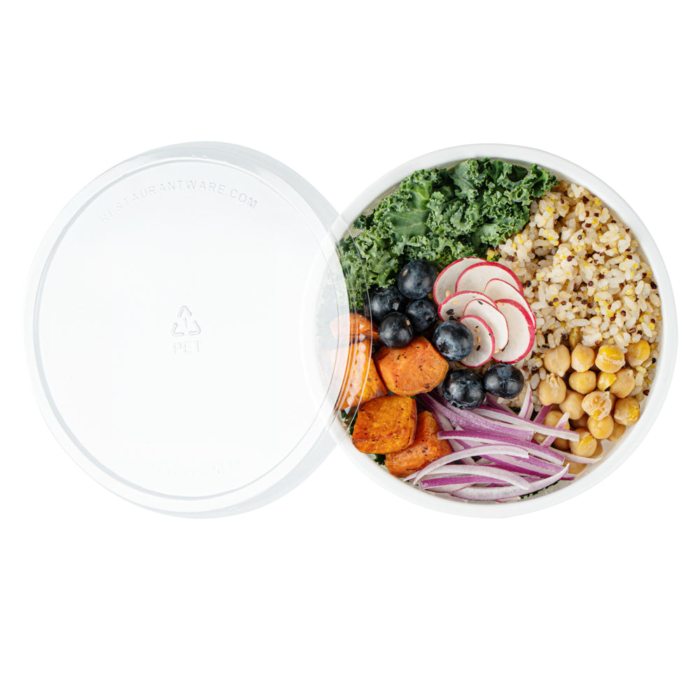 18 oz Round White Plastic Salad Bowls - 6 x 6 x 2.5 Inches - Pack of 200 - Disposable Party Bowls for Salads, Snacks, Desserts & Catering Events