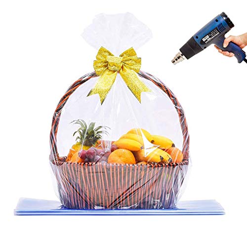 Extra Large Shrink Wrap Bags 35x44 Inch (10 Pack) - Jumbo Cellophane Gift Wrap for Baskets, Food, Crafts & Retail Packaging - Perfect for Gift Wrapping, Party Favors & Product Protection