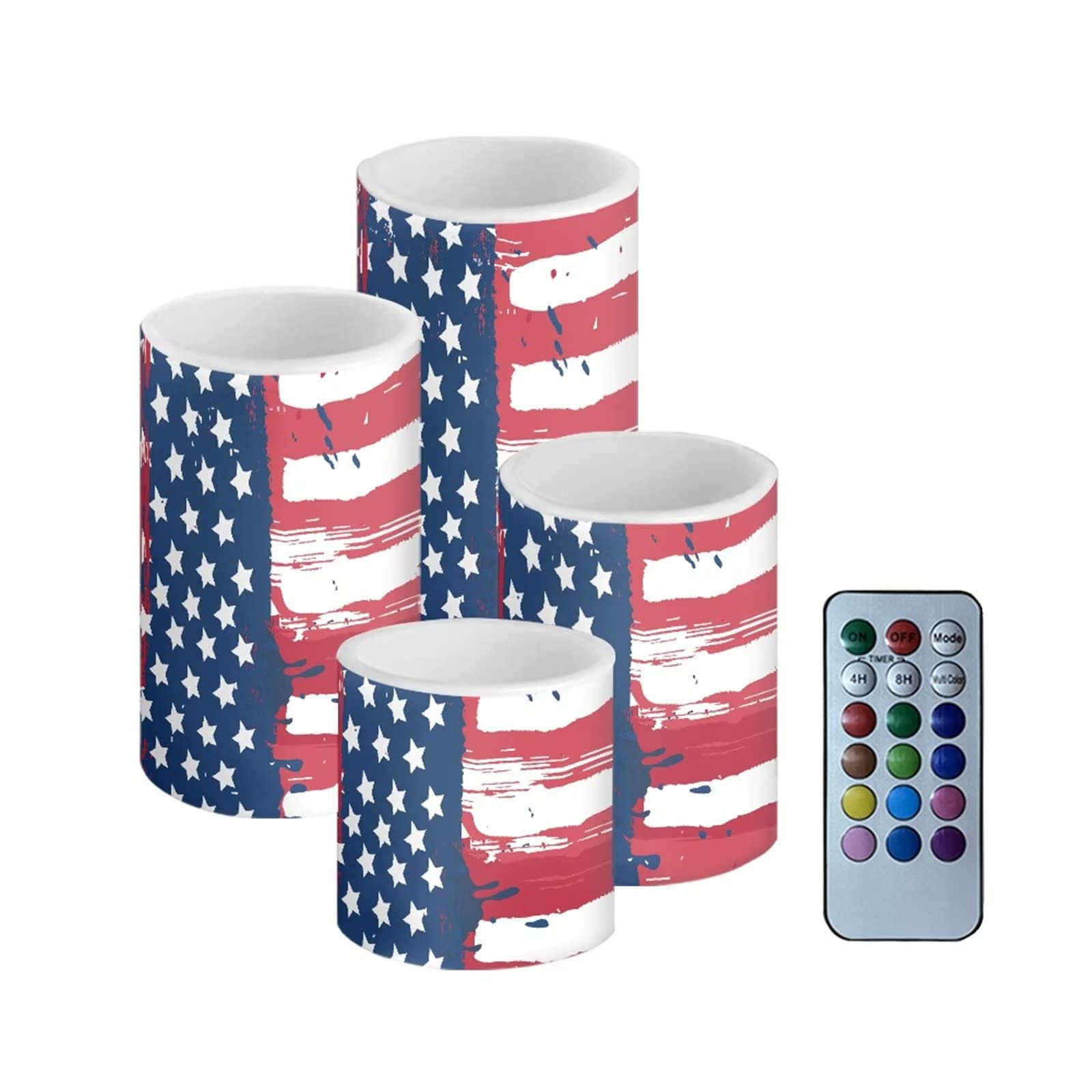 Boatee Flameless LED Candles with Remote Control - Patriotic Stars & Stripes Themed Decorative Glass Jar for Weddings, Romantic Dates, Proposals, Easter Dinner Table Centerpiece - Perfect Anniversary Gift for Couples & Home Decor