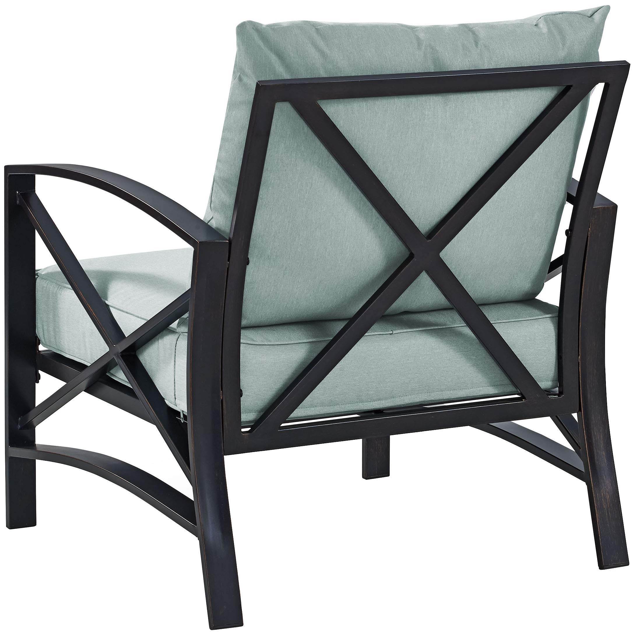 Crosley Furniture Kaplan Outdoor Patio Chair - Oiled Bronze Finish with Mist Cushions - Perfect for Conversation Sets, Porch, Deck, Balcony, Backyard & Garden Relaxation