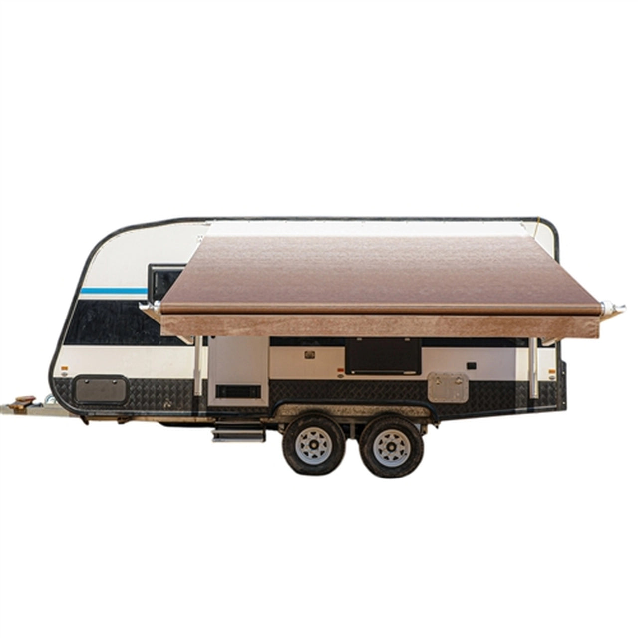 21 x 8 Feet Aleko Motorized Retractable RV Awning - Brown Fade Color for Camping & Outdoor Shade - Perfect for RVs, Trailers & Patio Protection