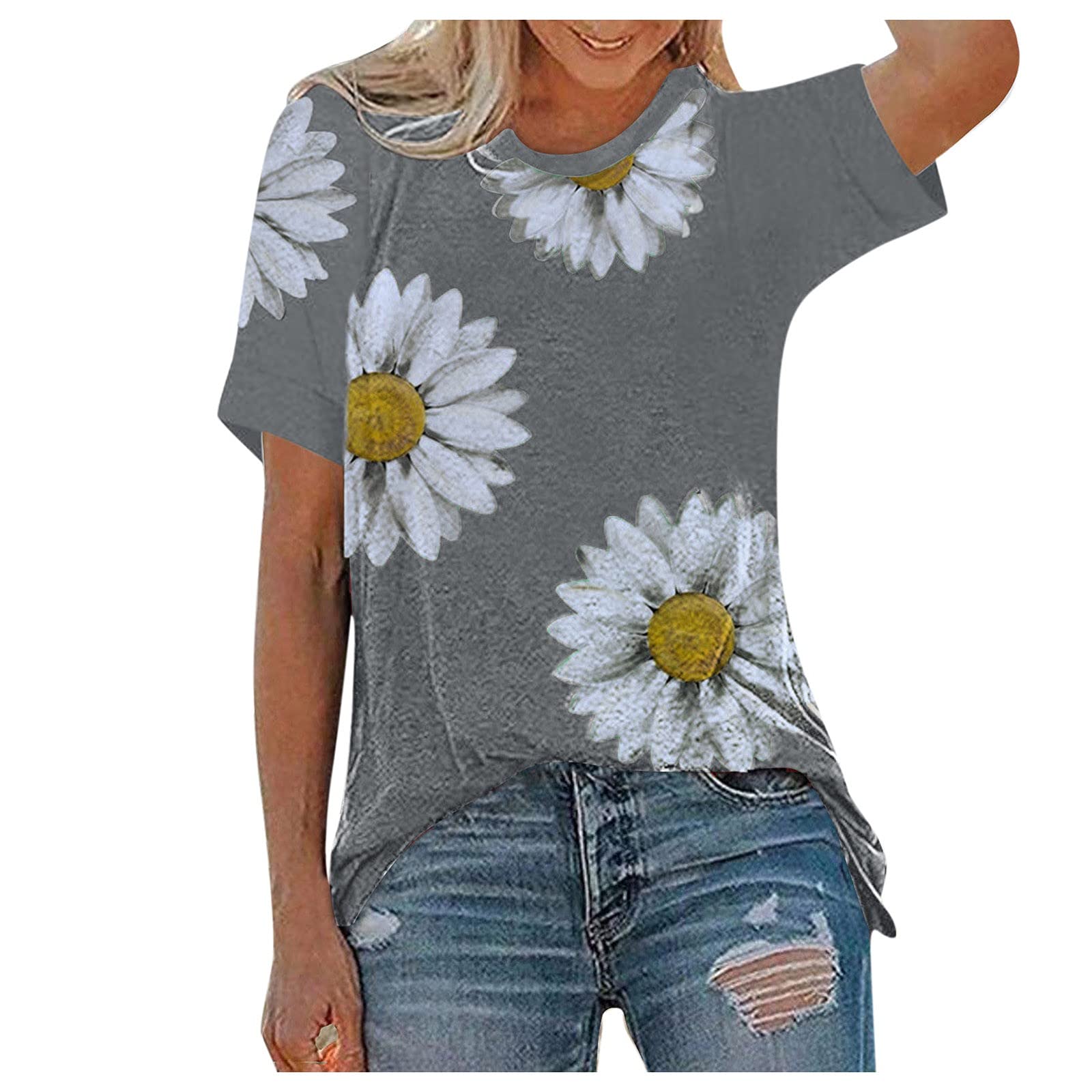 Women's Summer Graphic T-Shirts - Crewneck Short Sleeve Loose Fit Casual Tees & Tops for Beach, Travel, and Everyday Wear