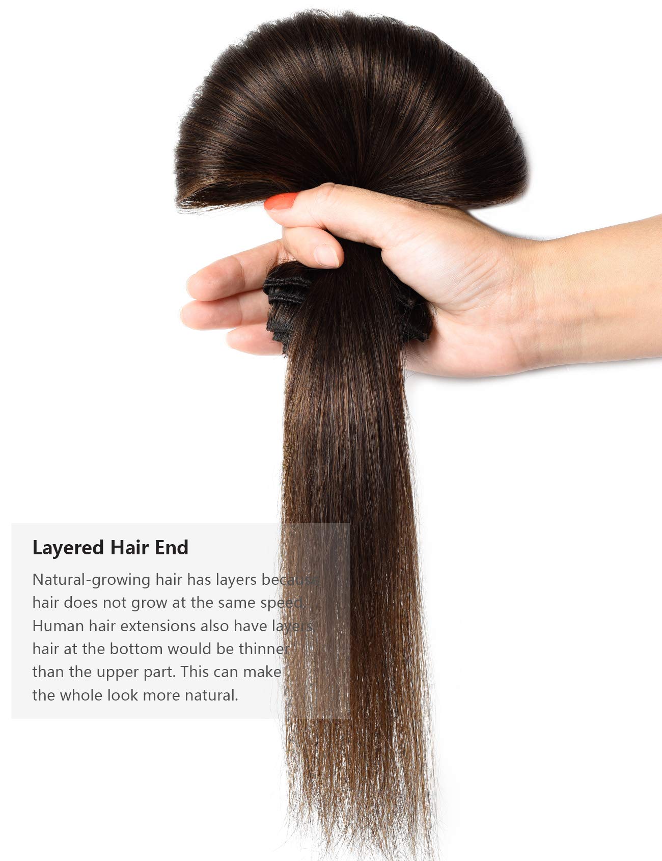 Rose Bud Clip-in Hair Extensions 8Pcs - 100% Remy Human Hair, 18 Clips, 60g/Set, 12 Inch Medium Brown for Volume & Length - Perfect for Parties, Weddings & Daily Styling