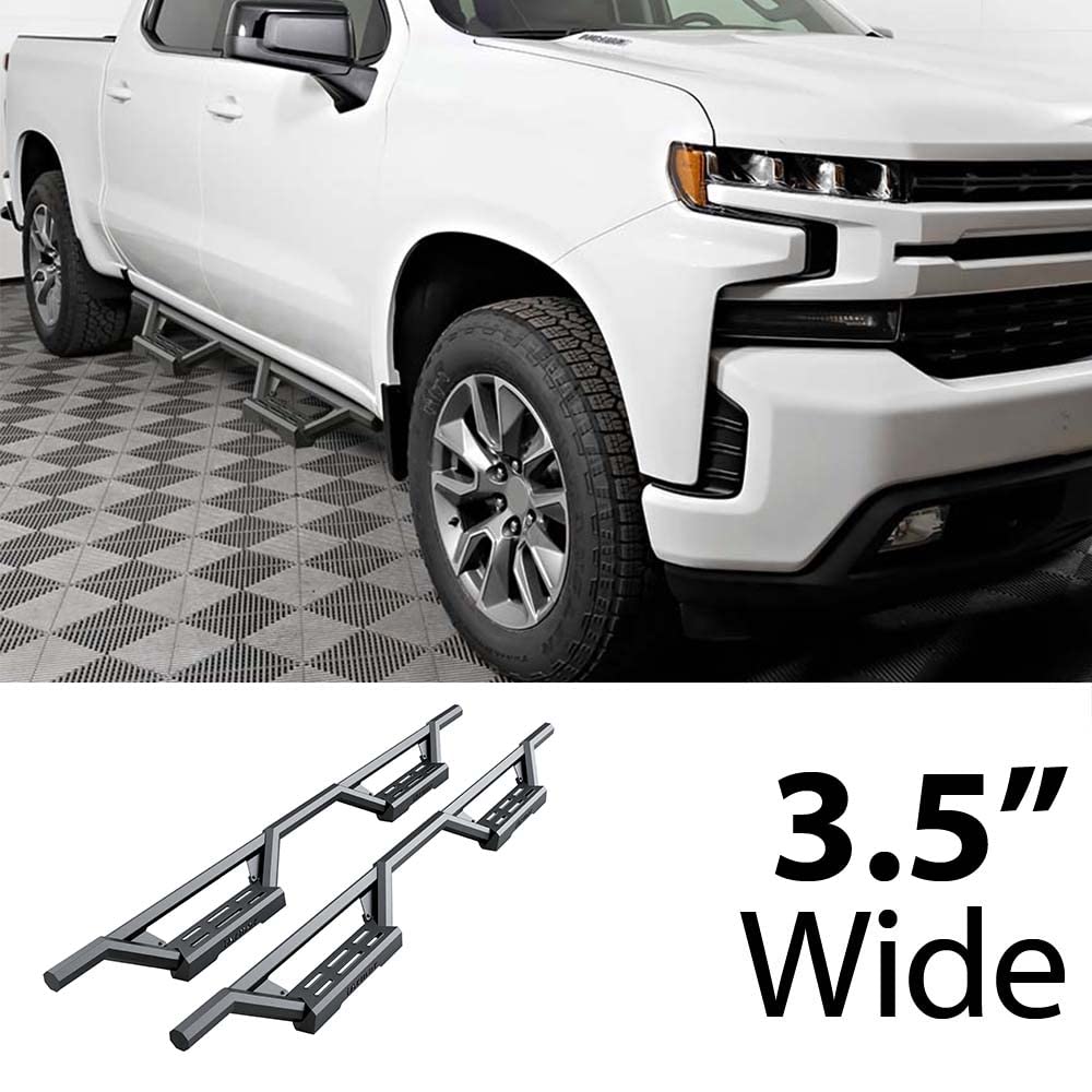 HD Ridez SS Drop Steps Armor Compatible with Chevy Silverado & GMC Sierra 1500 2019-2025 Crew Cab | 2500HD/3500HD 2020-2025 | Silverado 1500 LTD/Sierra 1500 LD 2022 | Heavy Duty Running Boards for Off-Road & Truck Protection