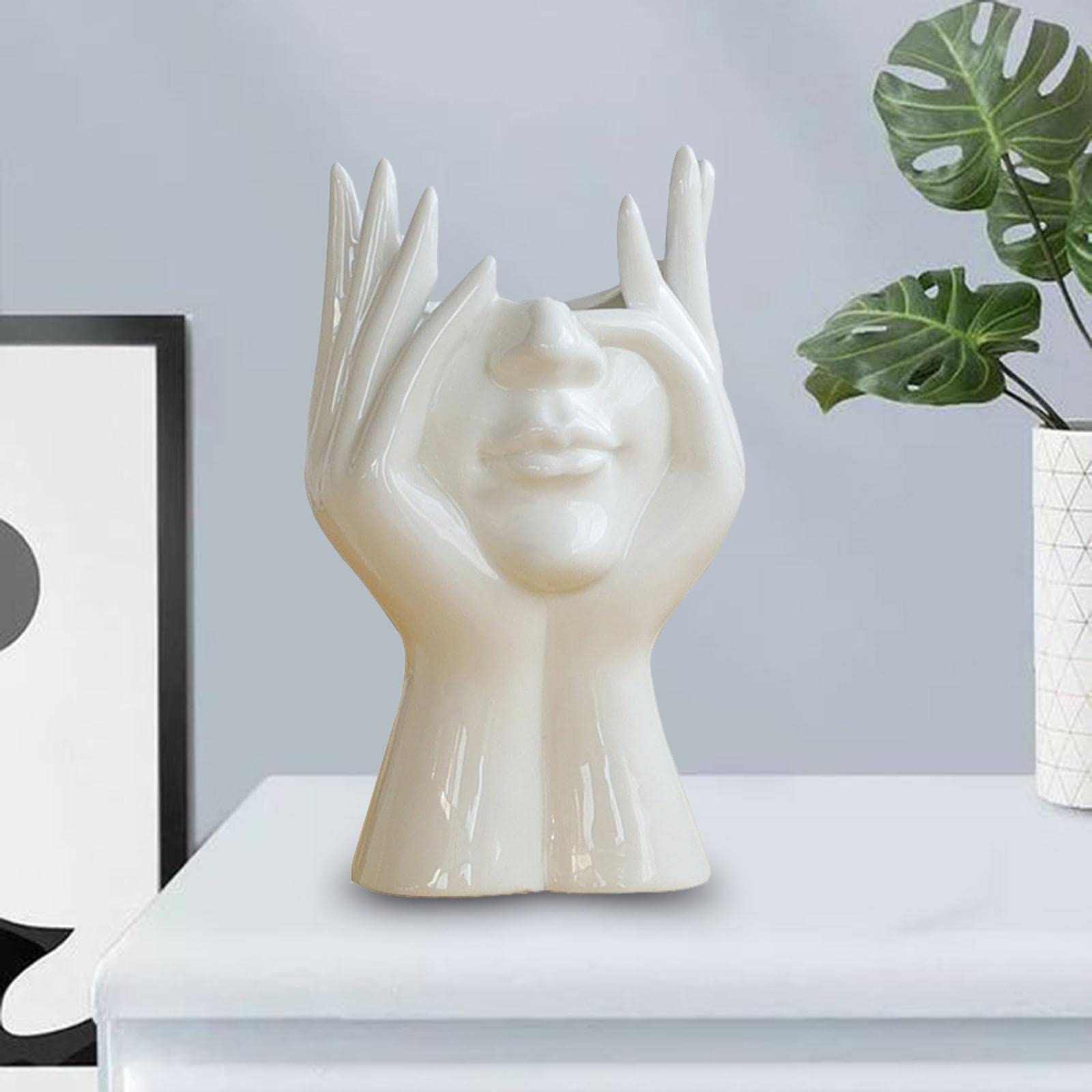 Modern White Ceramic Vase - Large Flower Vase for Fresh & Dried Flowers, Elegant Home Decor for Living Room, Bedroom, Dining Table Centerpiece | Perfect for Weddings, Housewarming Gifts & Interior Design