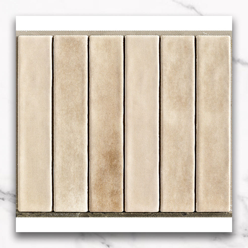 Premium Marrakesh Beige 250x50 Zellige Matte Subway Tile - Handcrafted Moroccan Ceramic Wall & Backsplash Tile for Kitchen, Bathroom, and Shower Renovation