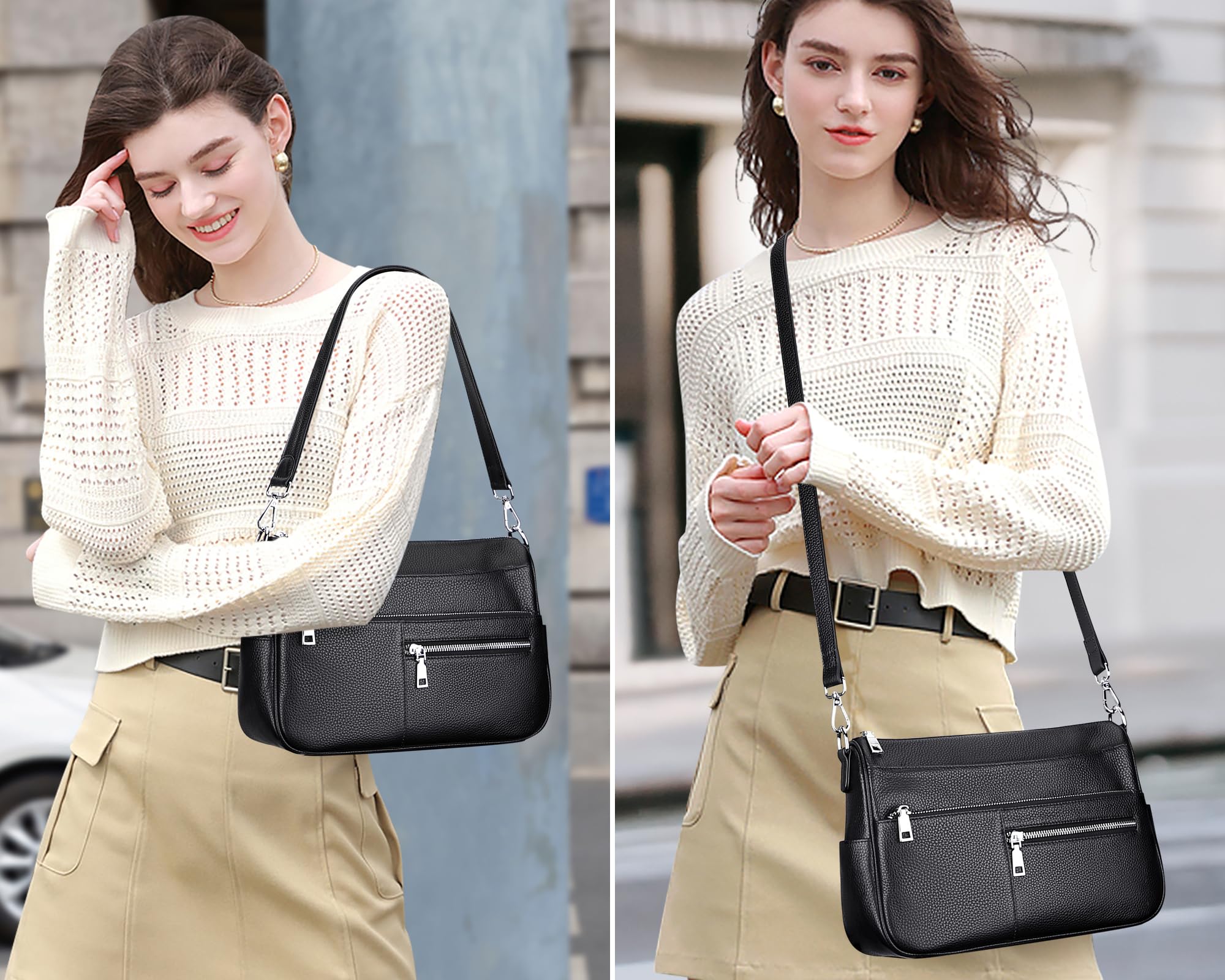 Genuine Leather Shoulder Bag for Women - Small Crossbody Handbag Purse with Adjustable Strap | Perfect for Work, Travel & Everyday Use