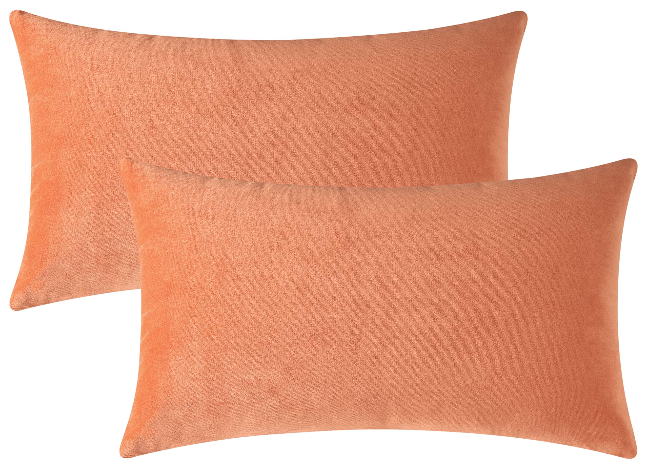 Mixhug Set of 2 Soft Velvet Decorative Pillow Covers 12x20 Inches - Luxurious Rectangle Throw Pillow Cases for Sofa, Couch & Bed - Pale Coral Home Decor - Perfect for Living Room, Bedroom & Nursery Decor