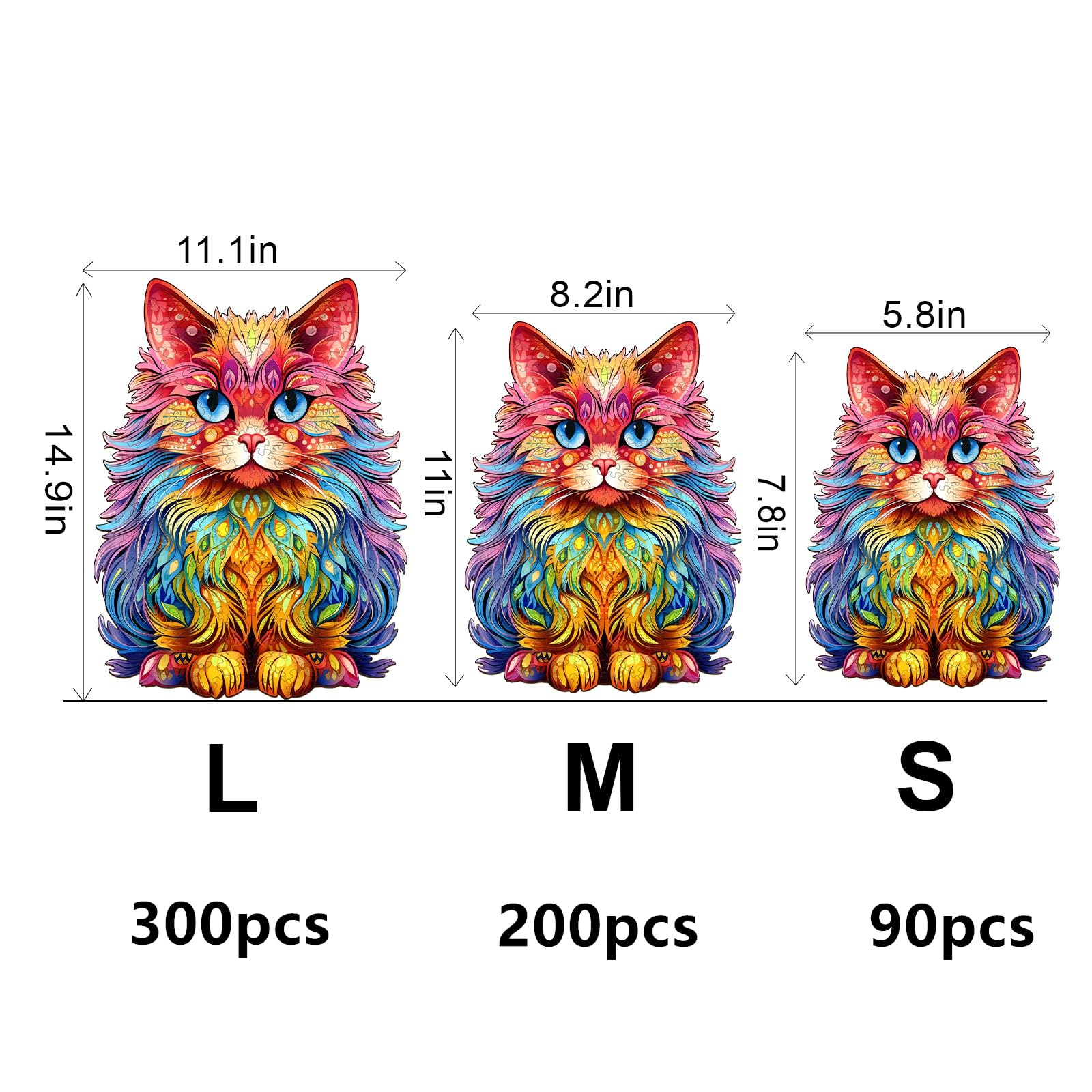 KAAYEE Wooden Animal Puzzles for Kids - Persian Cat 3D Puzzle with Gift Box - Educational Montessori Toys for Toddlers - Perfect for Birthday Gifts, Classroom Learning & Family Game Night