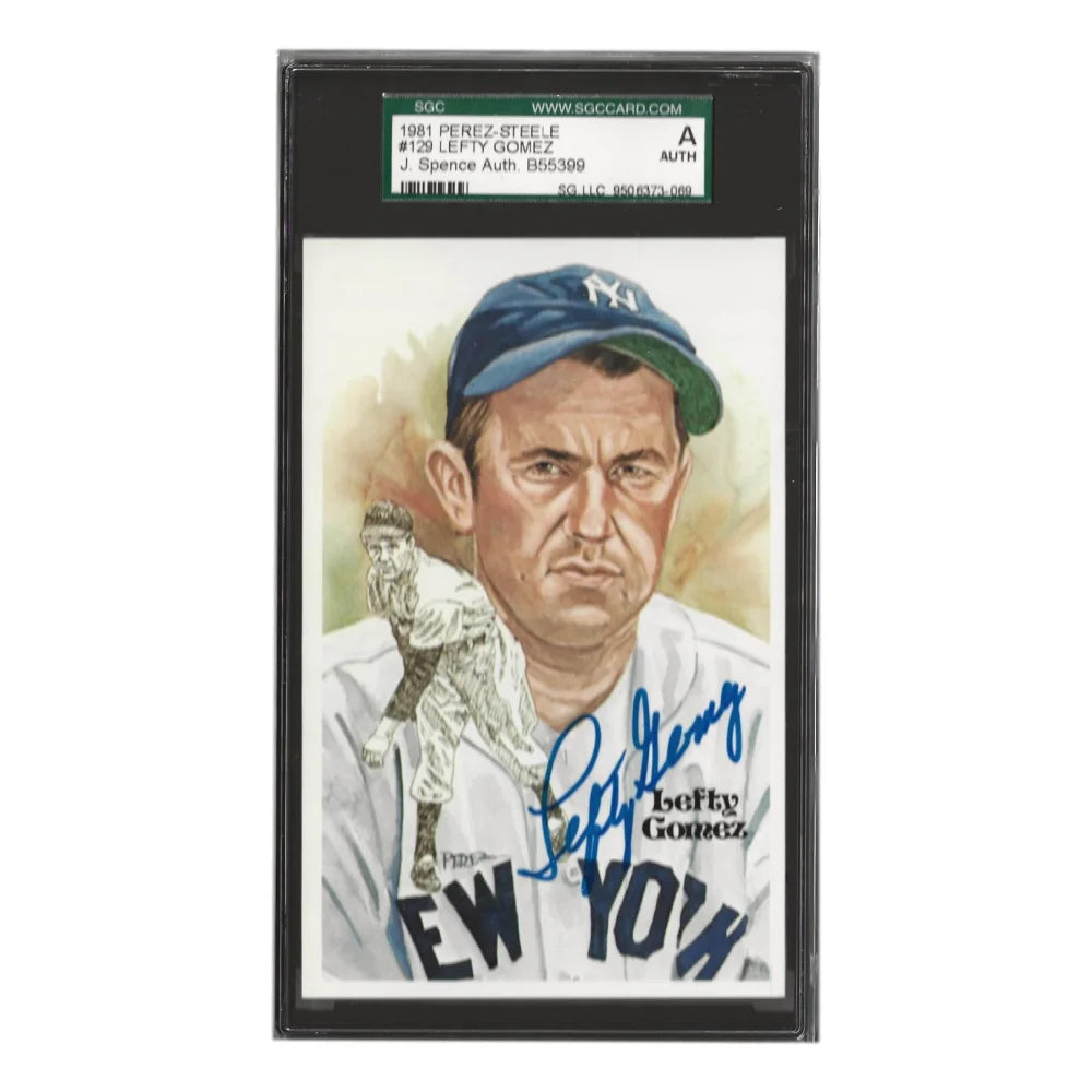 Lefty Gomez Autographed 1981 Perez Steele #129 Postcard with JSA COA - New York Yankees MLB Memorabilia - Perfect for Yankees Fans, Sports Collectors & Memorabilia Displays