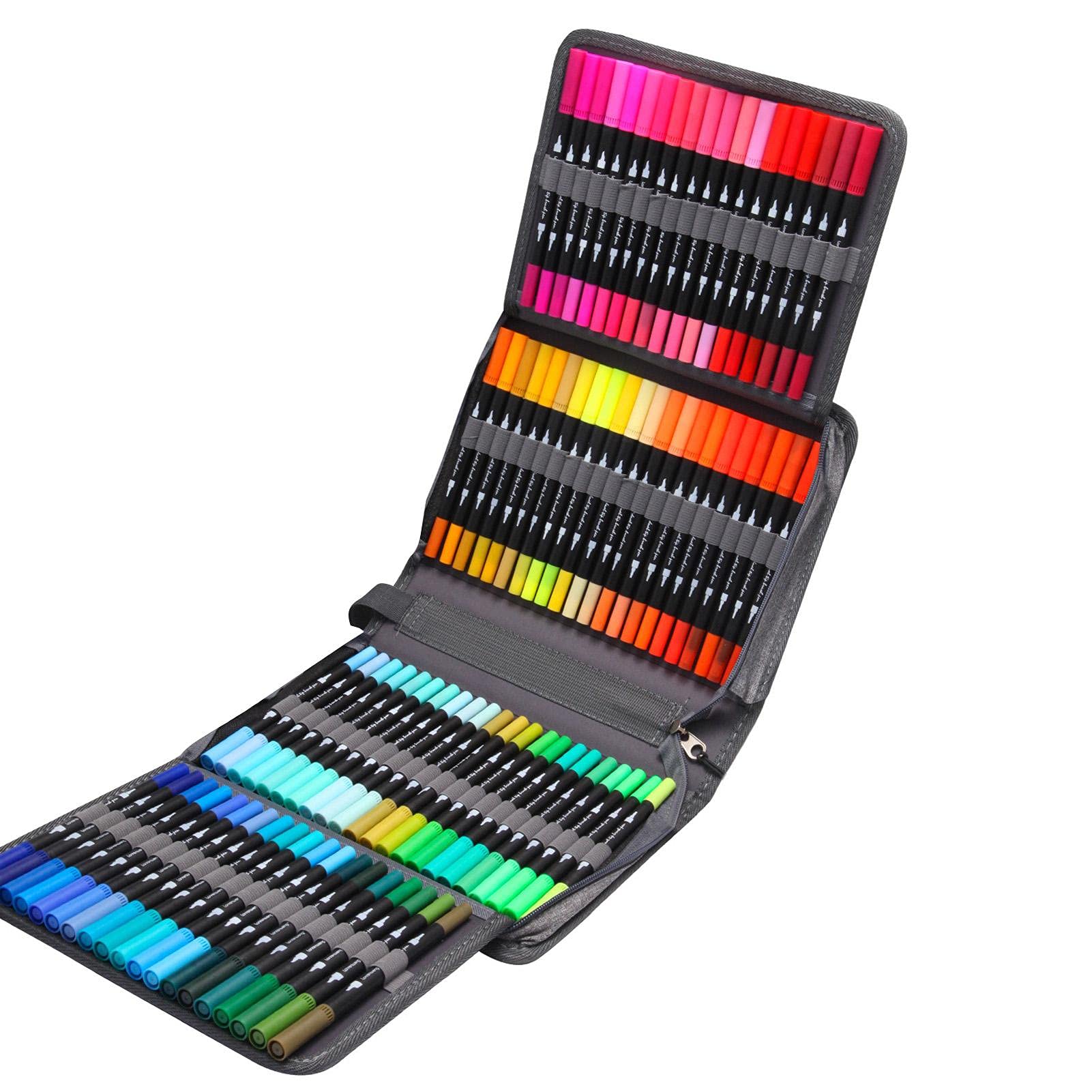 120 Colors Dual Tip Art Markers Set - Fine & Brush Tip Water-Based Markers for Calligraphy, Drawing, Sketching, Coloring | Perfect for Artists, Students, Back to School Supplies & Creative Gifts | Ideal for Bullet Journals, Adult Coloring Books, DIY Crafts & Home Decor Projects