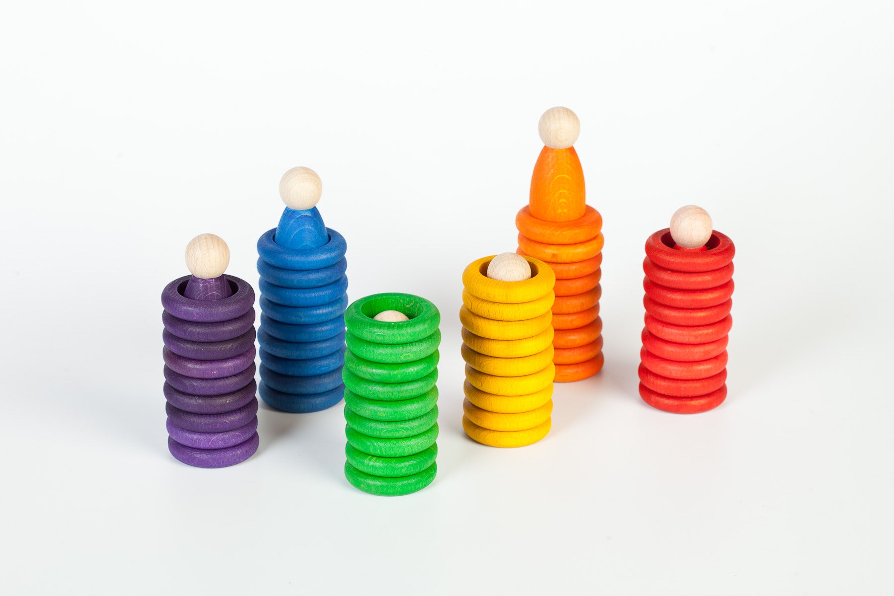 Grapat Wooden Colored Nins, Rings and Coins - Montessori Sensory Toys for Kids, Open-Ended Play & Learning Activities