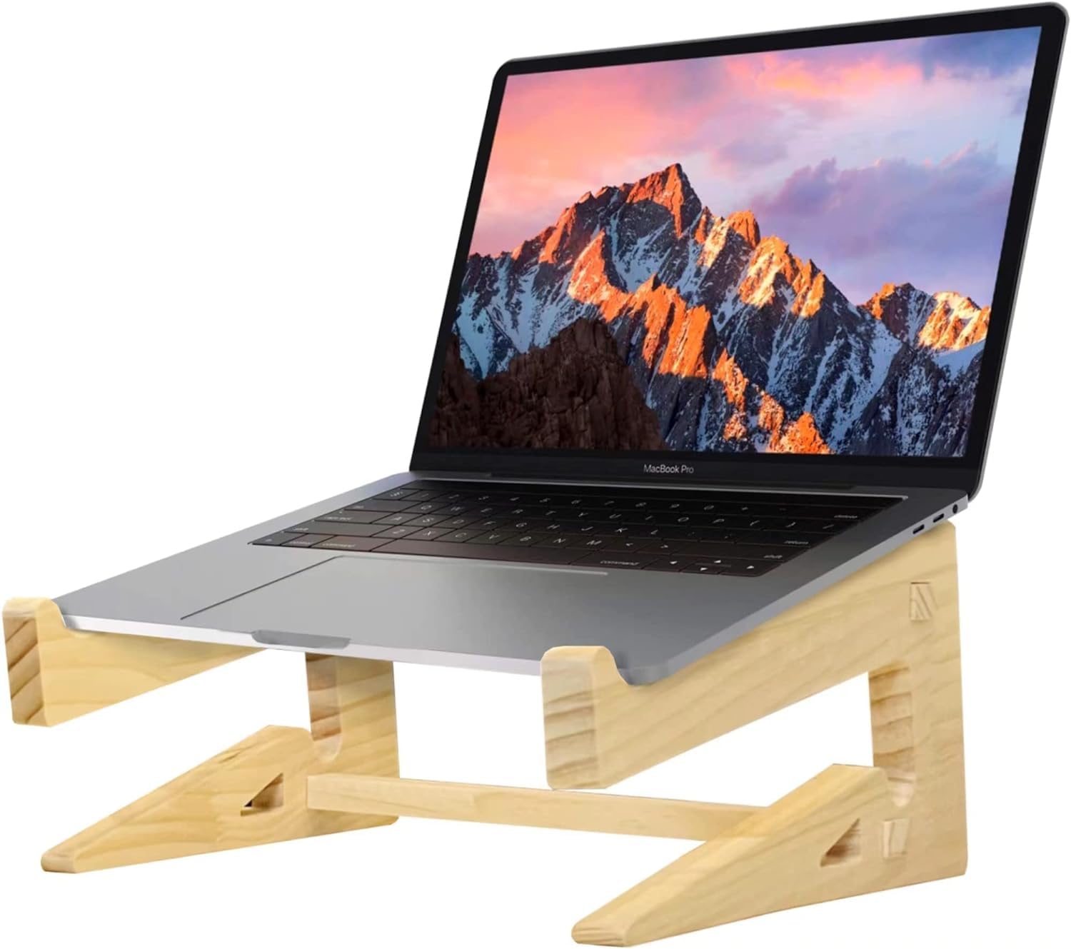 Ergonomic Wooden Laptop Stand - Adjustable Vertical Notebook Holder for MacBook Air/Pro, Chromebook, HP, Dell, Acer & More - Perfect for Home Office, Workspace & Standing Desk Setup