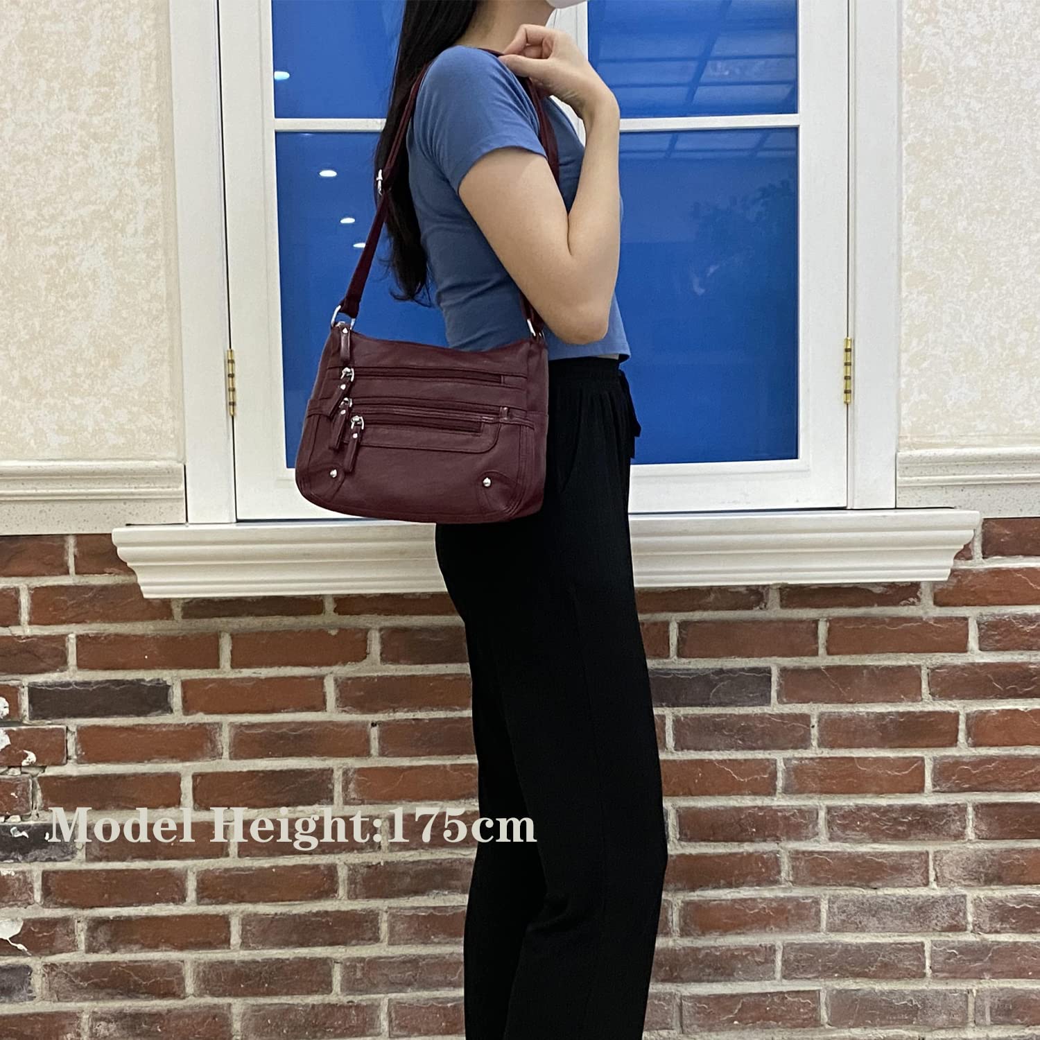 ELDA 10-Pocket Crossbody Purse for Women - Lightweight Shoulder Bag with Multiple Pockets, Medium Satchel Handbag for Everyday Use, Travel & Shopping