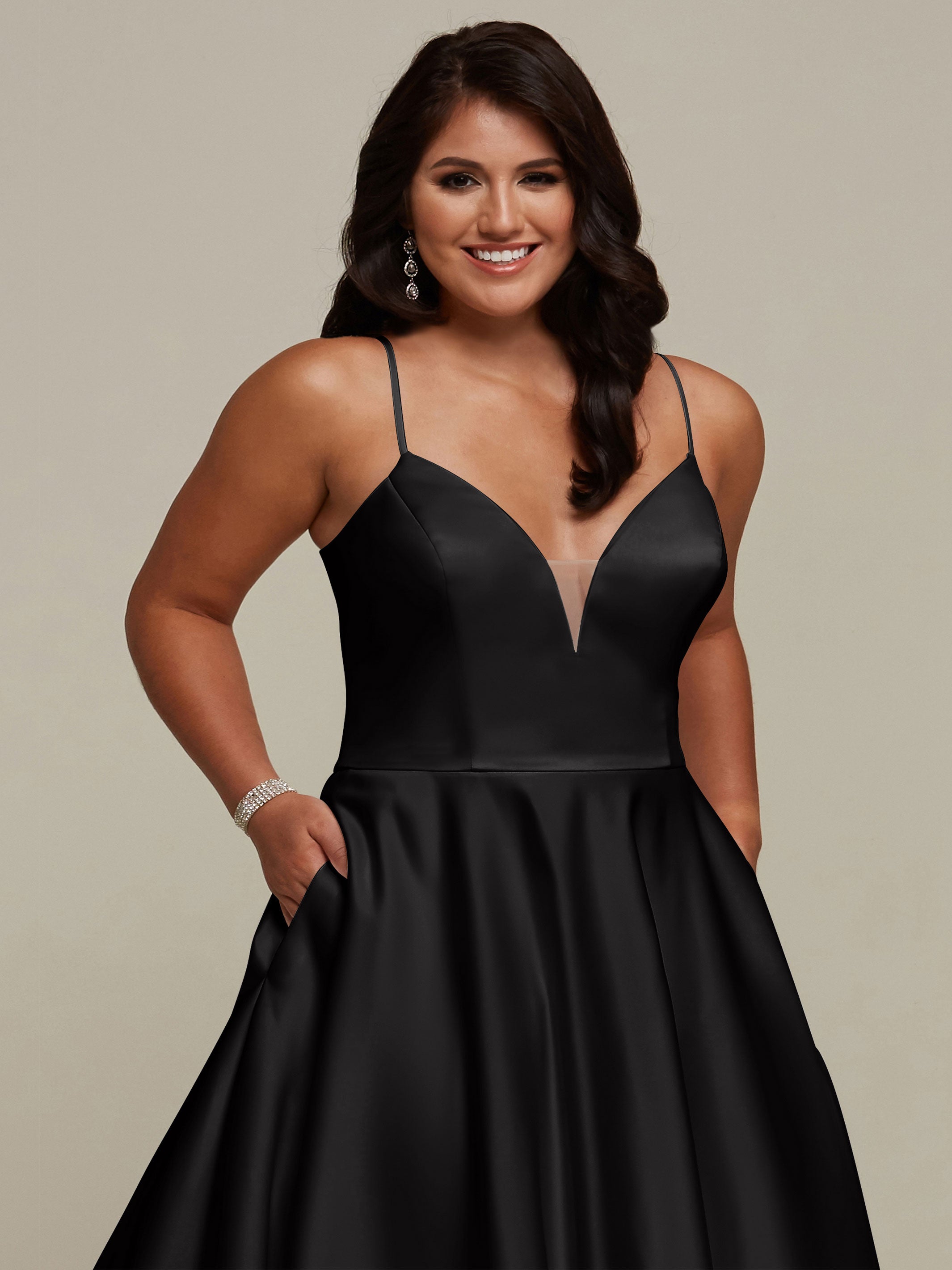 Elegant Melanie Satin Ball Gown with Spaghetti Straps & Scoop Back - Perfect for Prom, Wedding, and Formal Events