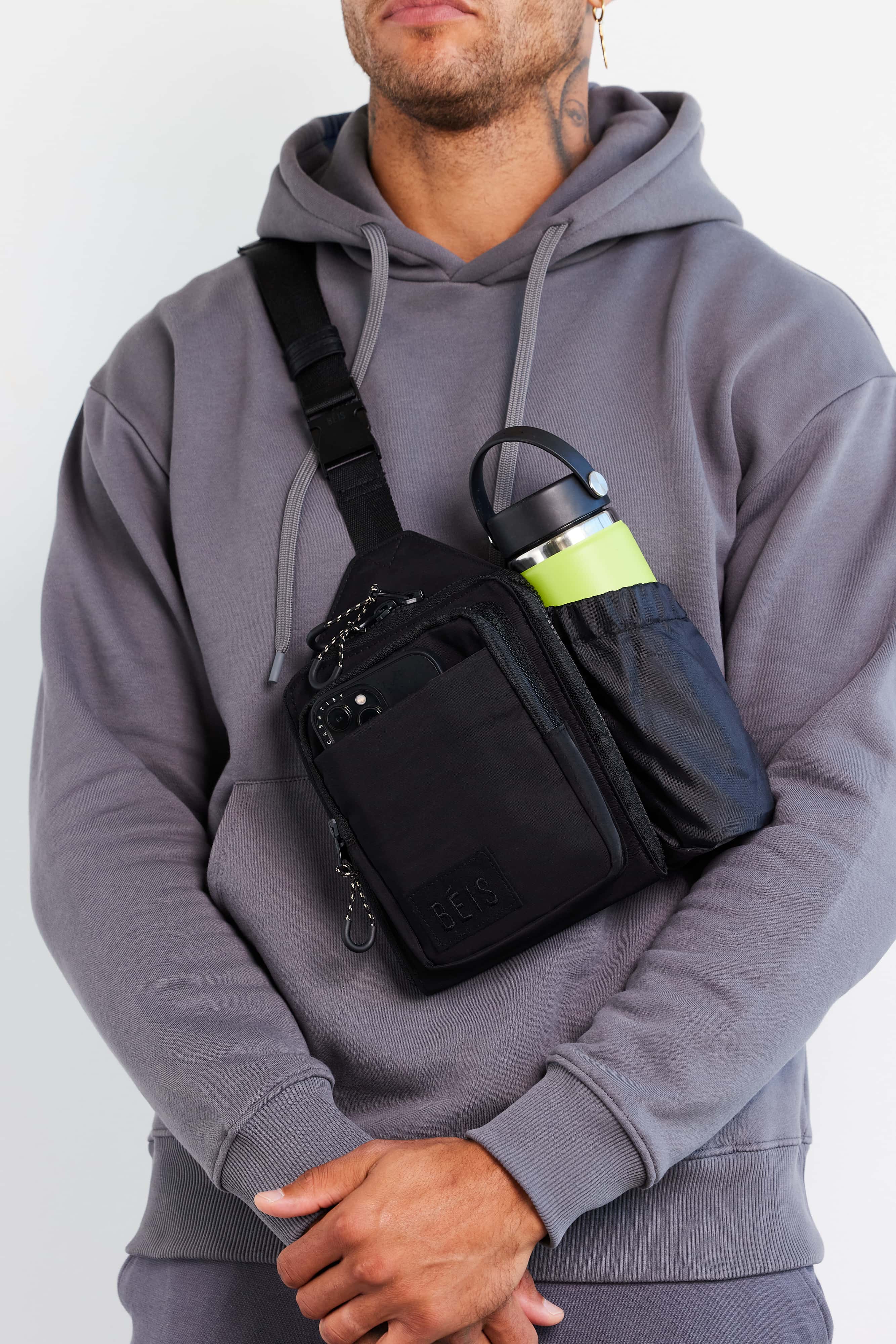 Premium Black Sport Sling Bag - Lightweight & Durable Crossbody Bag for Running, Hiking, Gym & Travel | Hands-Free Convenience for Active Lifestyles