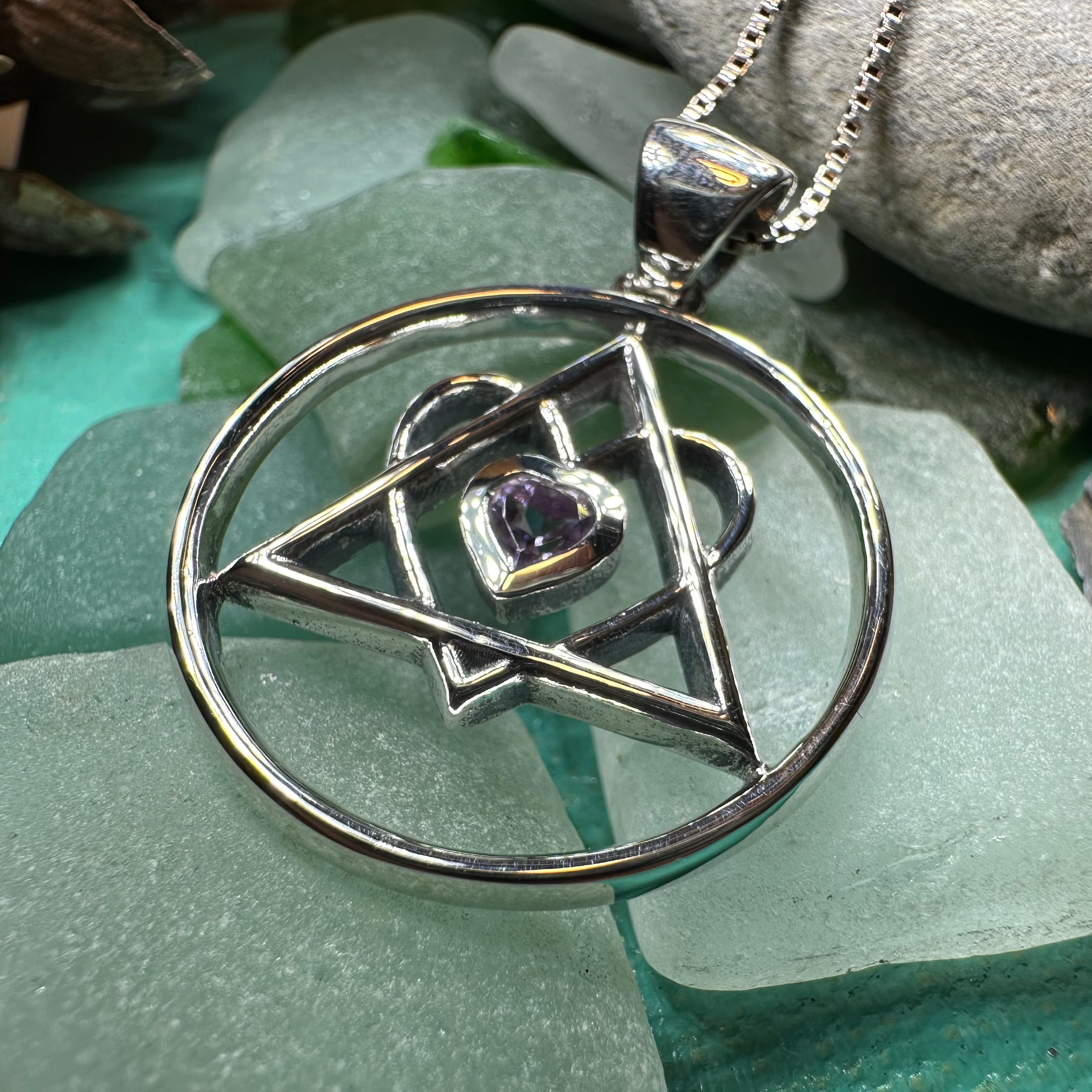 AA Sobriety Necklace - Genuine Amethyst Heart Pendant for Recovery & Support | Spiritual Healing Jewelry for Women & Men | Perfect Sobriety Gift for 12-Step Programs