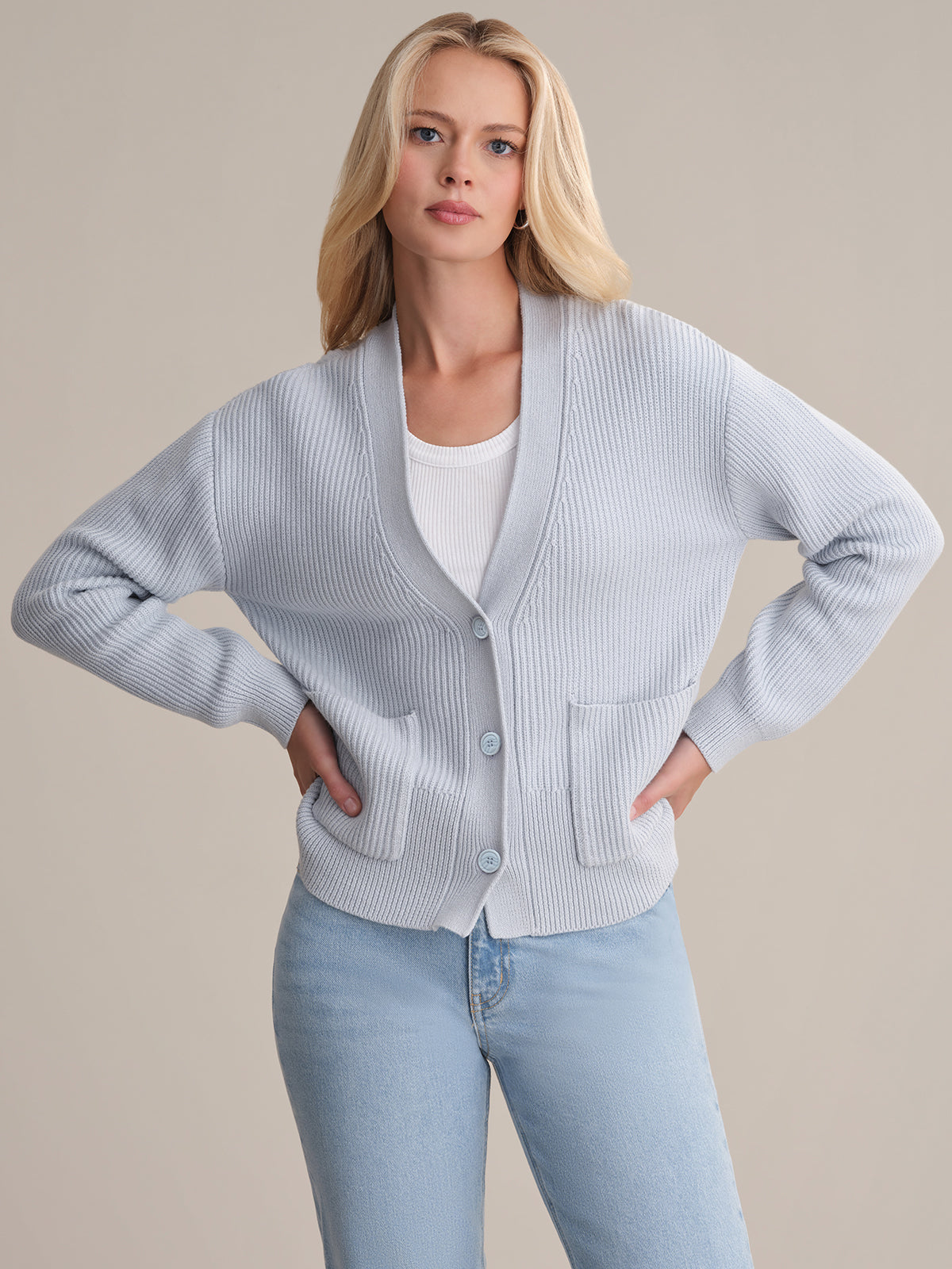 Abigail Women's V-Neck Cotton Cardigan - Soft & Comfortable Knit Sweater for Casual Wear, Office, and Layering