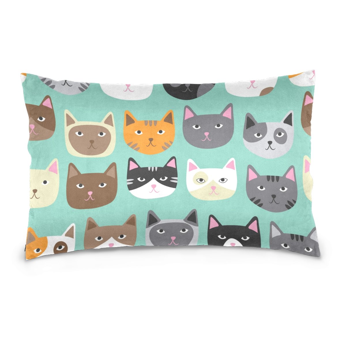 ALAZA Cute Cat Pillow Cover - 16x24 Inch Soft Cotton Zipper Pillow Case for Sofa, Bed & Couch - Perfect for Home Decor, Living Room, Nursery & Gifts