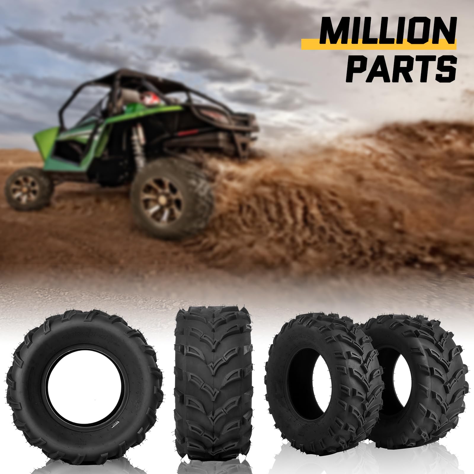 MOTORHOT Set of 4 ATV/UTV Tires 26x9-12 Front & 26x11-12 Rear - 6PR All-Terrain Tubeless Tires with 15mm Deep Tread for Trail, Sand & Off-Road Adventures