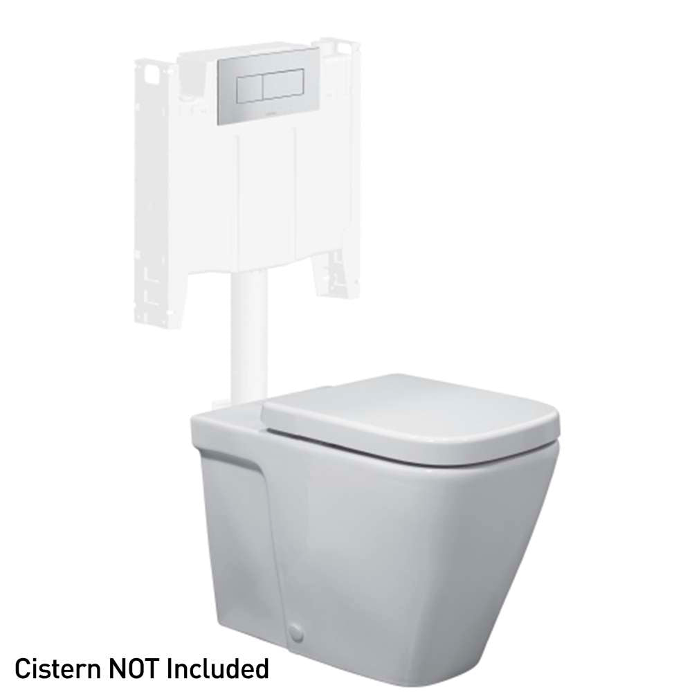 Caroma Cube Wall Faced Toilet Pan with Soft Closing Seat - Modern Space-Saving Bathroom Solution for Small Homes and Apartments