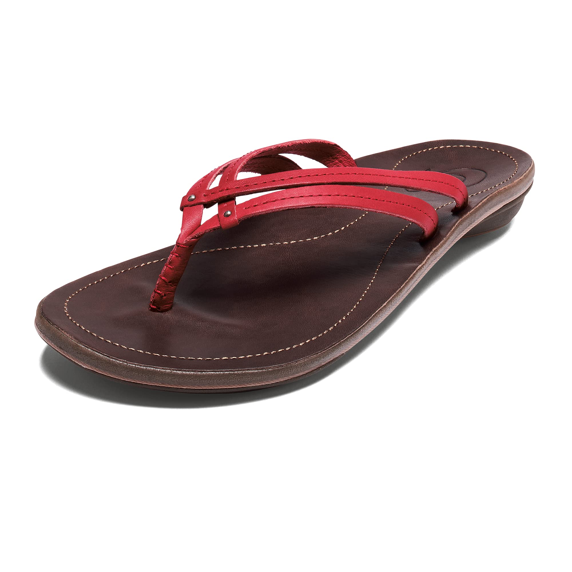 OluKai U'i Women's Beach Sandals - Premium Leather Flip Flops with Braided Palm Design & Comfortable Molded Footbed | Perfect for Vacation, Poolside, and Summer Outings