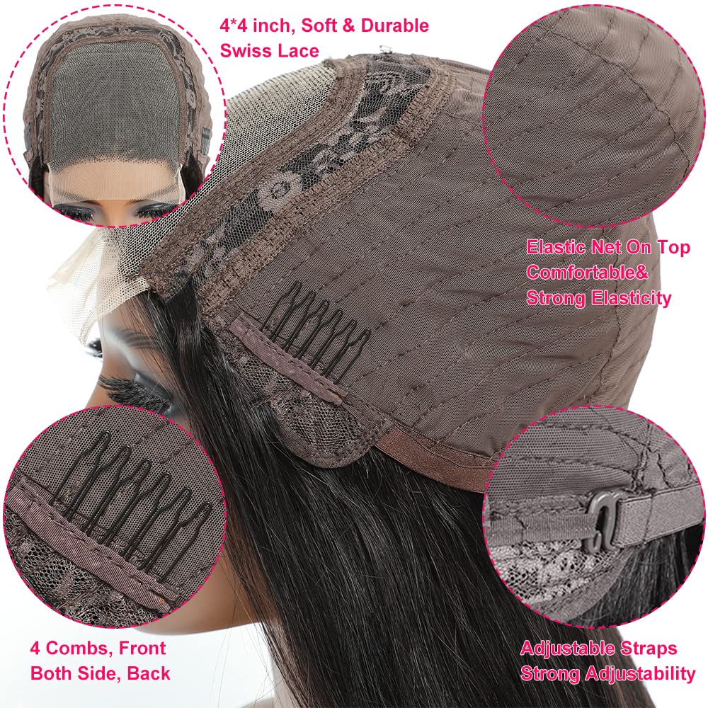 30 Inch Glueless Human Hair Wigs with Pre Plucked HD Lace Front & Bleached Knots - Straight Lace Closure Wig for Natural Look | Perfect for Daily Wear, Cosplay, and Special Occasions
