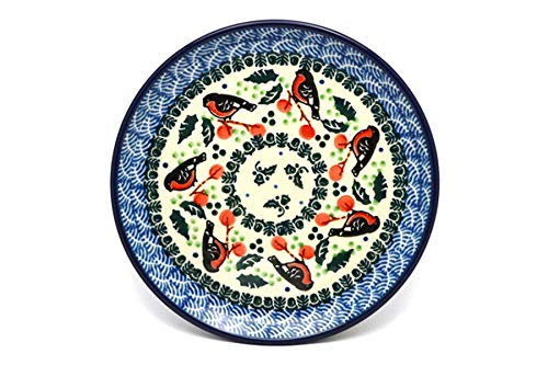 Handmade Polish Pottery Bread & Butter Plate (6.25 Inch) - Red Robin Design - Durable Ceramic Dish for Breakfast, Snacks & Home Decor