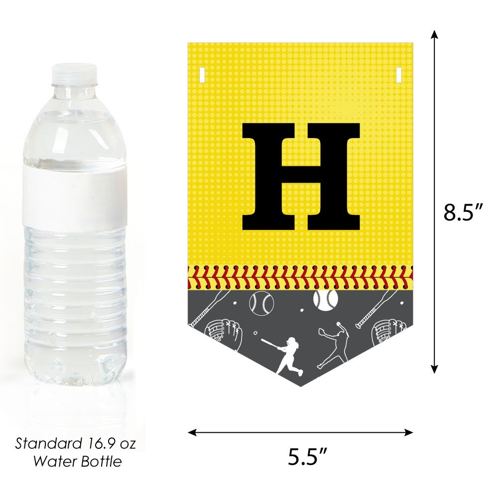 Big Dot of Happiness Grand Slam Fastpitch Softball Birthday Party Bunting Banner - Happy Birthday Decorations for Sports Themed Parties, Team Celebrations & Game Day Events