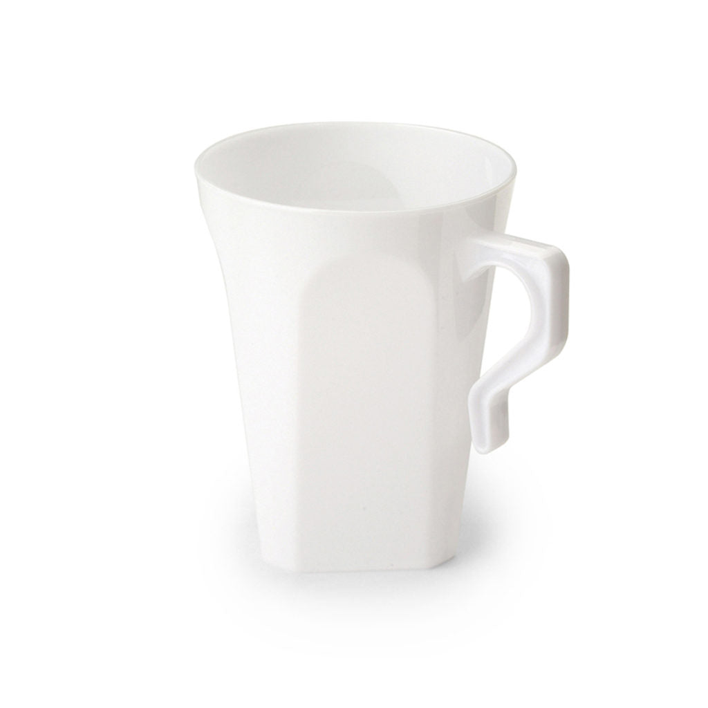 8.5oz White Square Plastic Coffee Mugs - Set of 8, Durable & BPA-Free - Perfect for Office, Camping, Picnics & Home Use