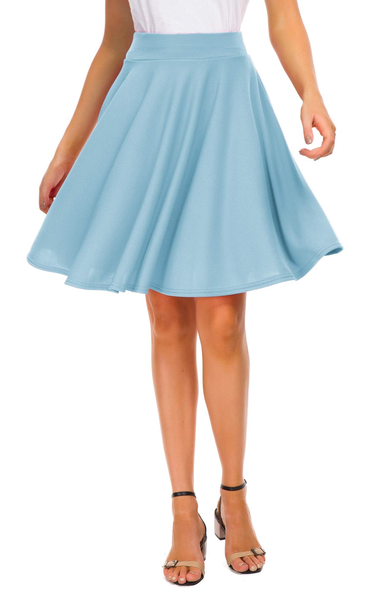 Women's Stretchy Flared Mini Skater Skirt - A-Line Pleated Midi Skirt for Casual Wear | Perfect for Parties, Dates & Everyday Outfits
