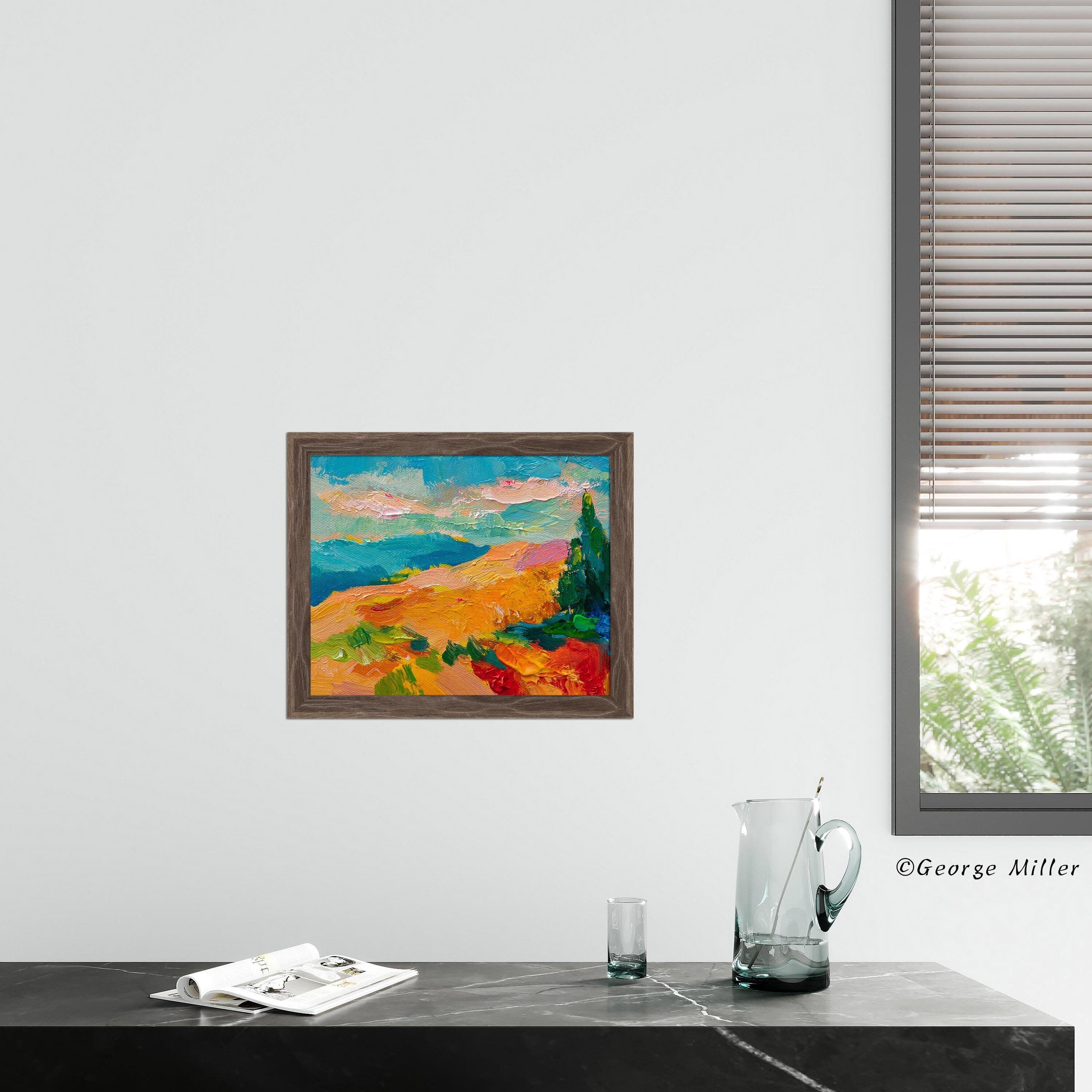 Premium Palette Knife Oil Painting - Original Fall Landscape Artwork with Textured Mountain Details | Modern Impressionist Wall Decor for Living Room, Bedroom & Office