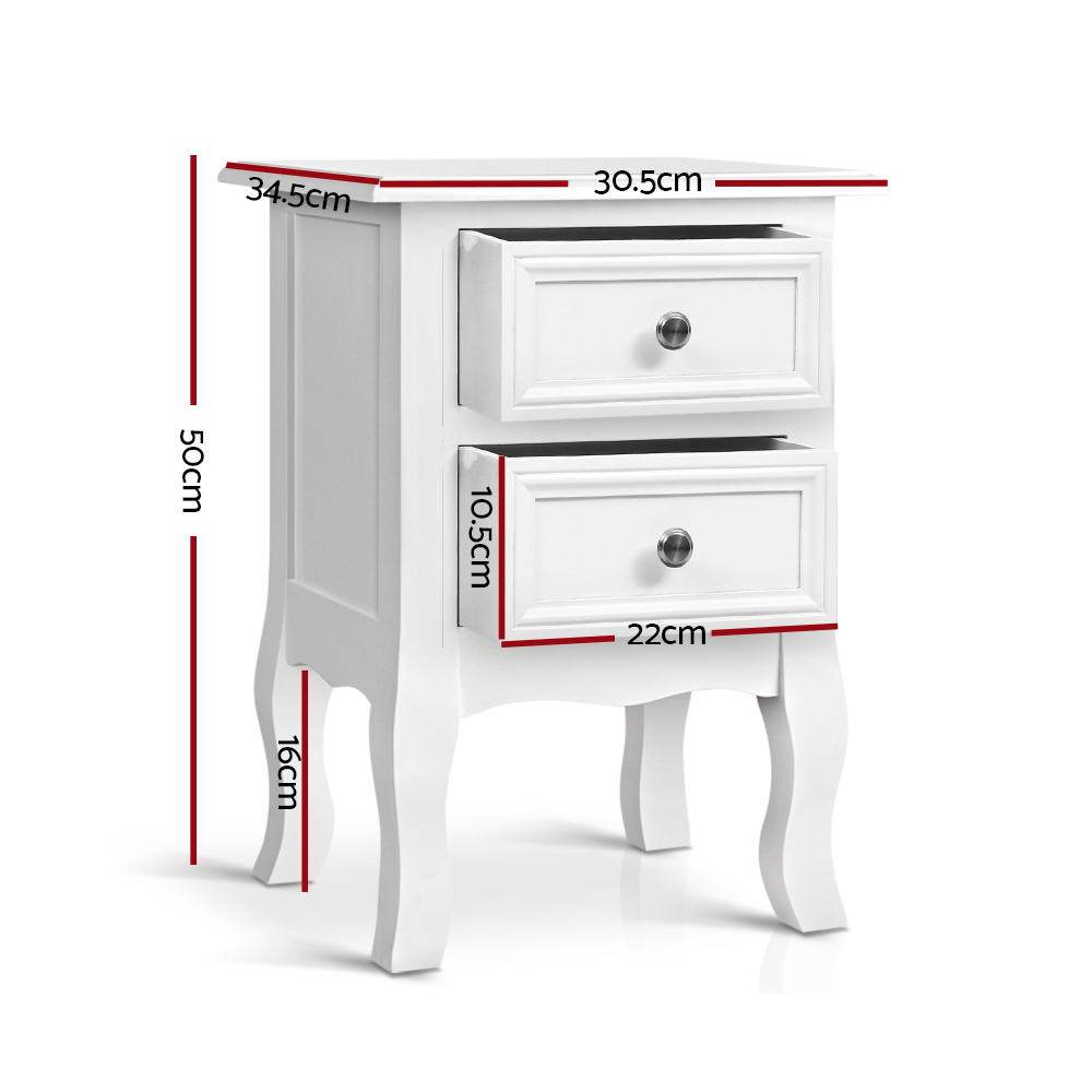 French Provincial Nightstand - White Distressed Wood Bedside Table for Bedroom, Living Room & Guest Room Decor