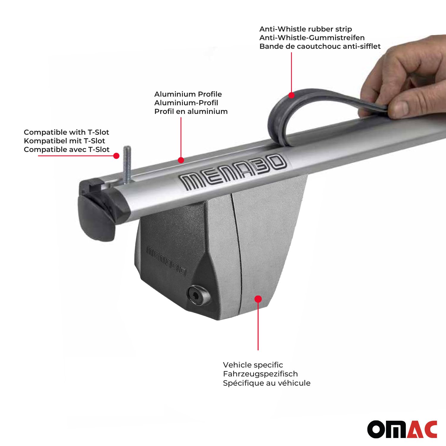 OMAC Anti-Theft Roof Rack Cross Bars for Nissan NV200 2013-2021 - 2 Pcs Gray Cargo Carrier for Kayak, Canoe, Surfboard, Ski, Snowboard & Camping Gear - Perfect for Road Trips & Outdoor Adventures