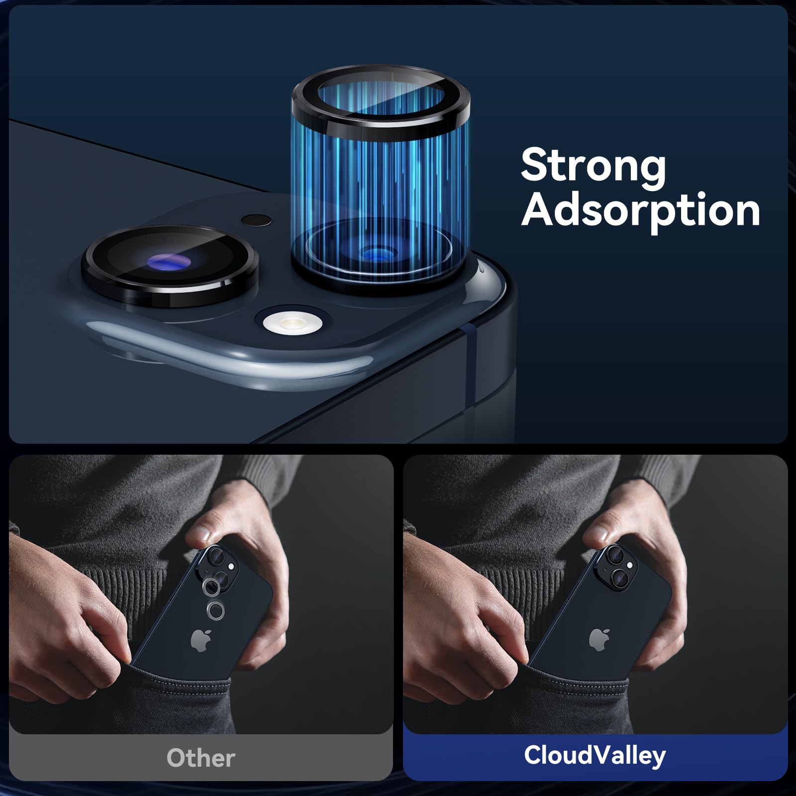 CloudValley iPhone 15 Plus/iPhone 15 Camera Lens Protector - Ultra HD Tempered Glass Cover with Metal Ring | Case Friendly | Scratch & Impact Protection | Perfect for Outdoor Photography & Travel