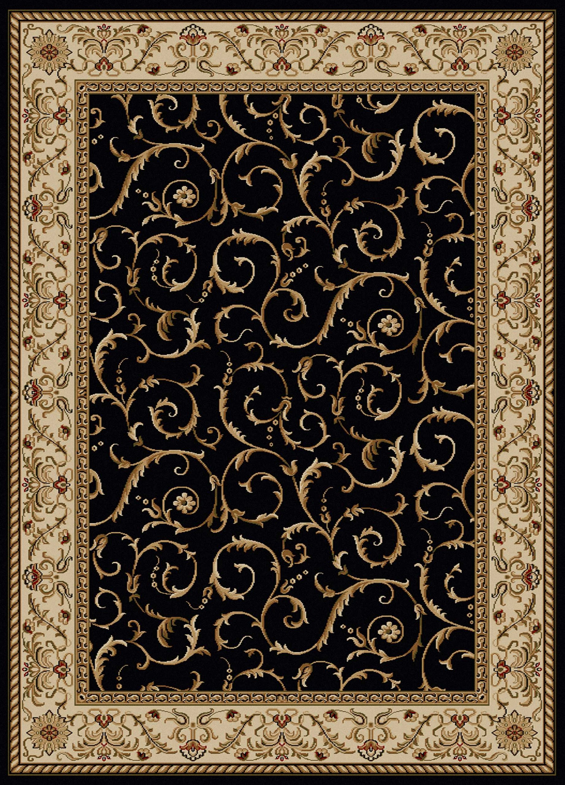 Radici 1599 Black Area Rug 3'3 x 4'11 - Soft Modern Living Room Bedroom Rug for Home Decor