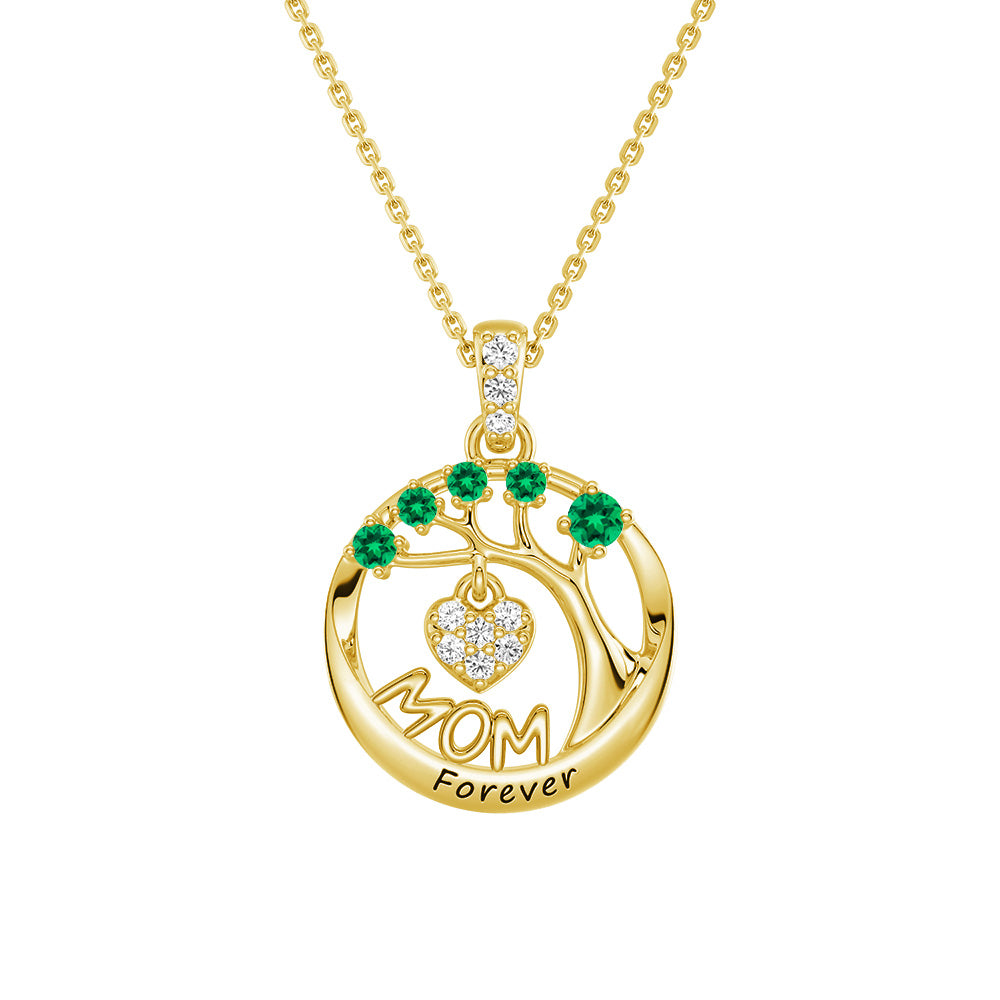 Personalized Birthstone Mom Necklace - Forever Tree of Life Pendant with Heart Charm | Meaningful Gift for Mother's Day, Birthday & Anniversary | Jewelry for Women