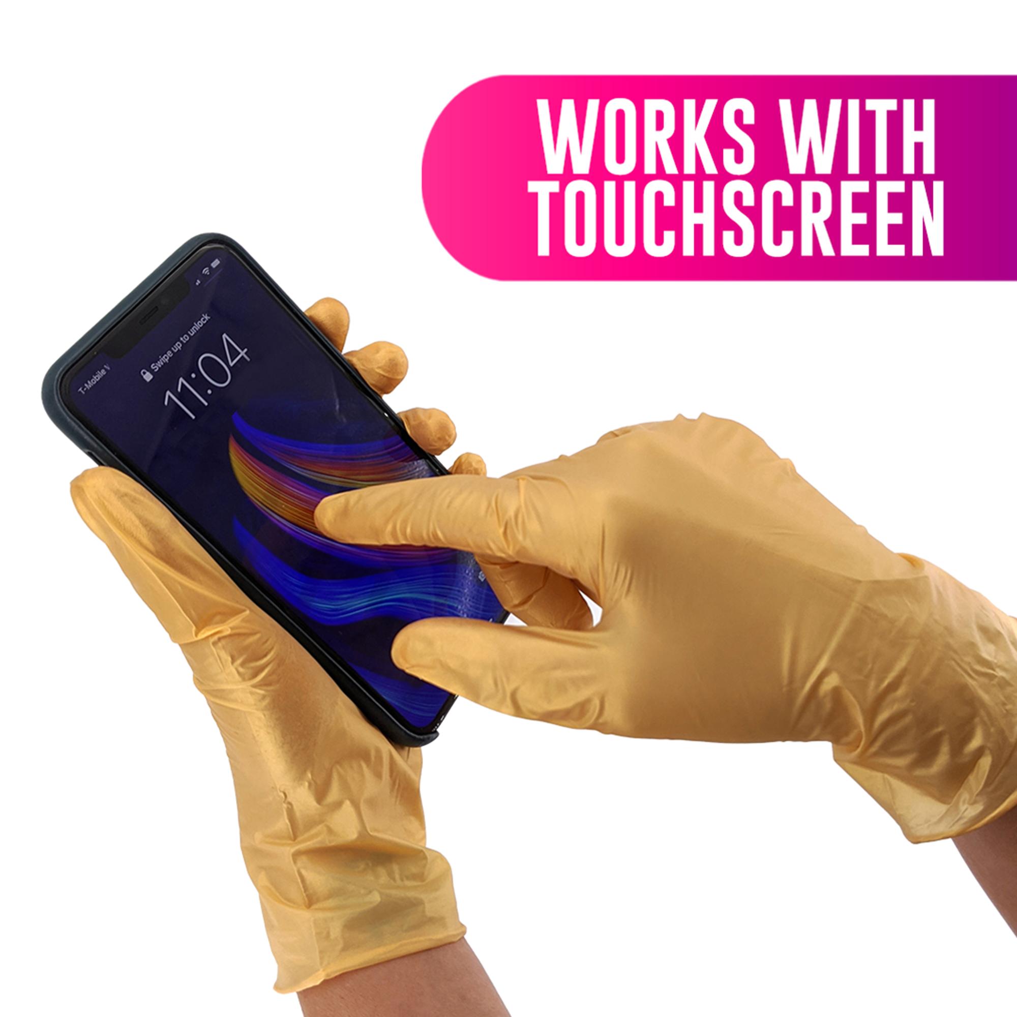 Premium Colortrak Nitrile Gloves - Luminous Gold, 100 Count, Disposable Safety Gloves for Medical, Cleaning & Food Handling | Latex-Free, Durable & Comfortable Protection
