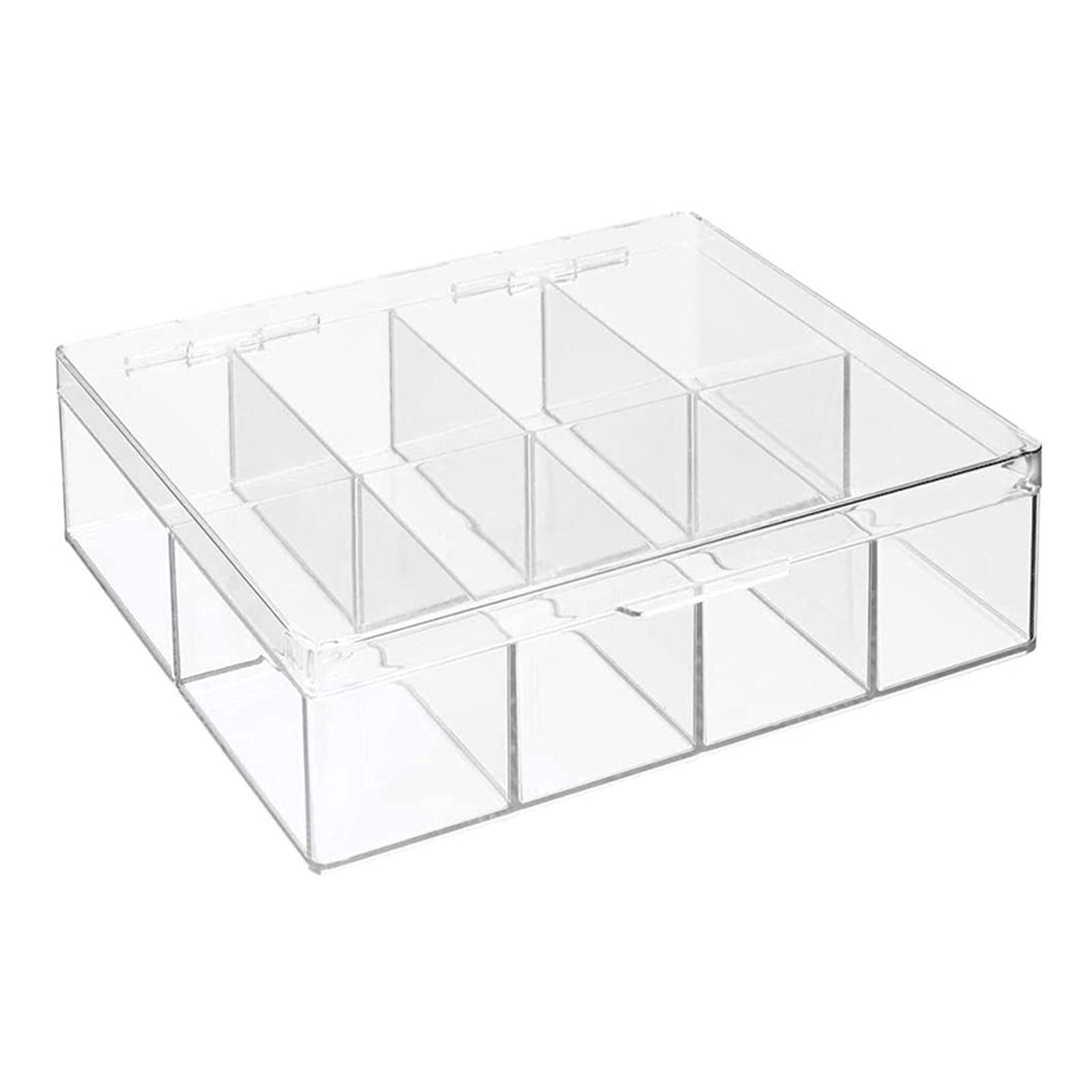 Large Capacity Acrylic Storage Box with Individual Grids - Multi-Purpose Transparent Organizer for Tea, Home & Office Organization