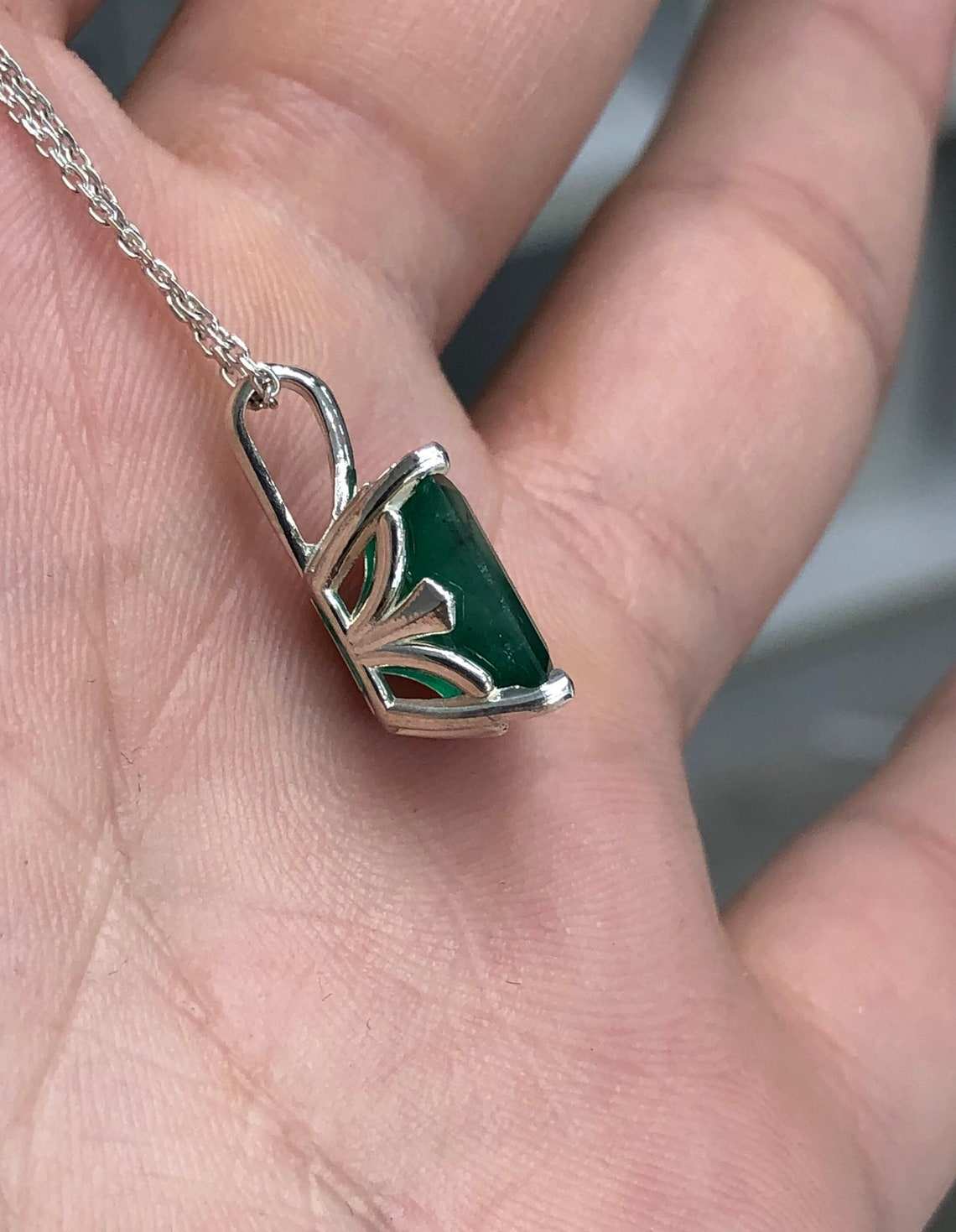 4.30 Carat Dark Green Emerald Sterling Silver Necklace 925 for Women - Elegant Jewelry Gift for Birthday, Anniversary & Special Occasions