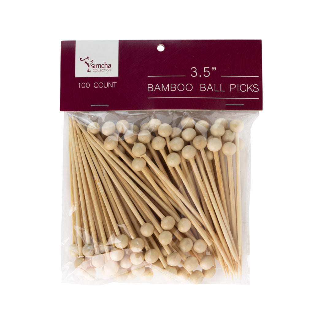 3.5 Inch Bamboo Ball Picks - 100 Count | Skewers for Fruit, Cheese, Appetizers & Party Platters | Perfect for Weddings, Catering & DIY Food Displays