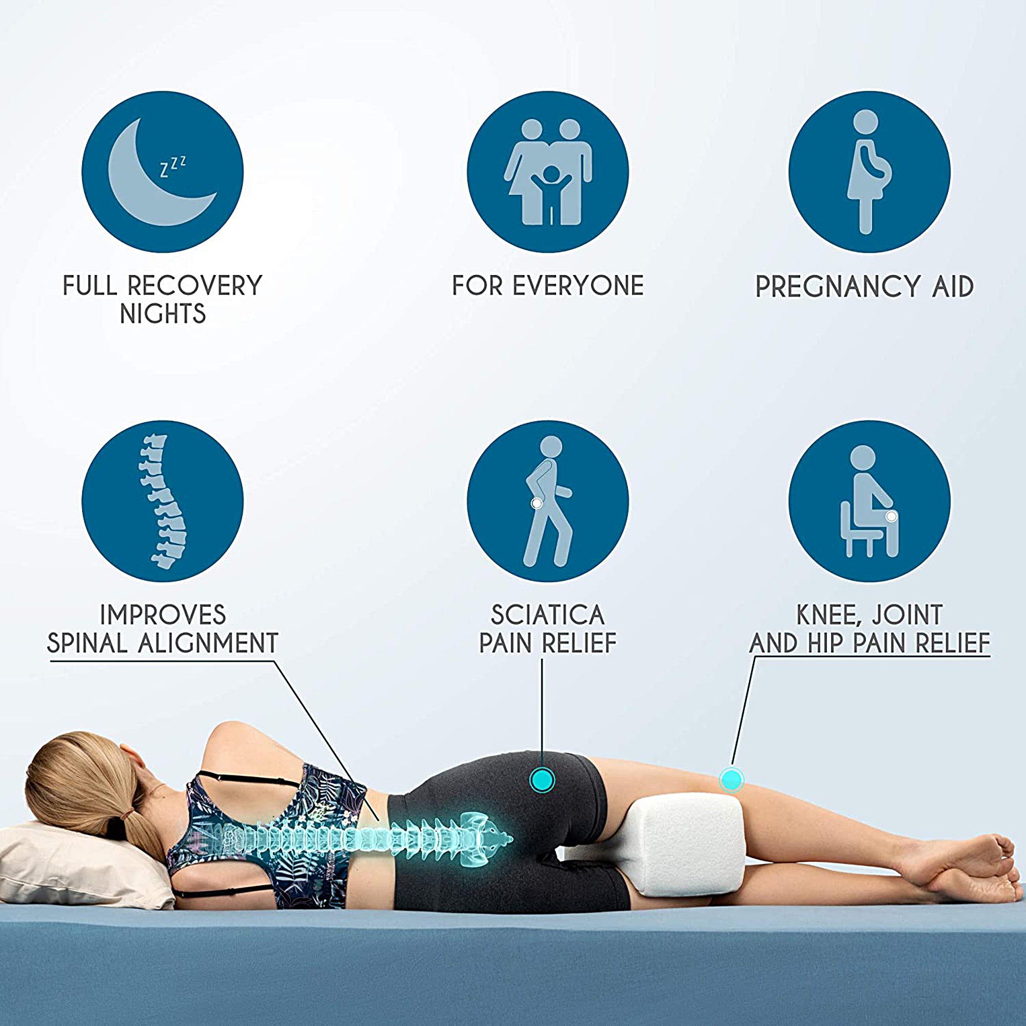 **Memory Foam Knee Pillow for Side Sleepers - Orthopedic Support with Bamboo Cover for Hip, Back & Sciatica Pain Relief - Pregnancy Pillow for Comfort & Alignment (Ideal for Sleeping, Post-Surgery & Pain Management)**