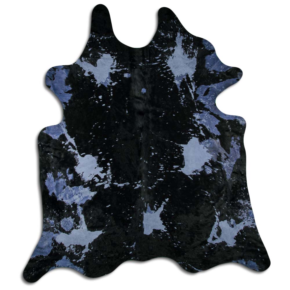 Distressed Navy Blue Hair On Cowhide Rug - Stylish & Durable Cowhide Rug for Living Room, Bedroom, or Office Decor