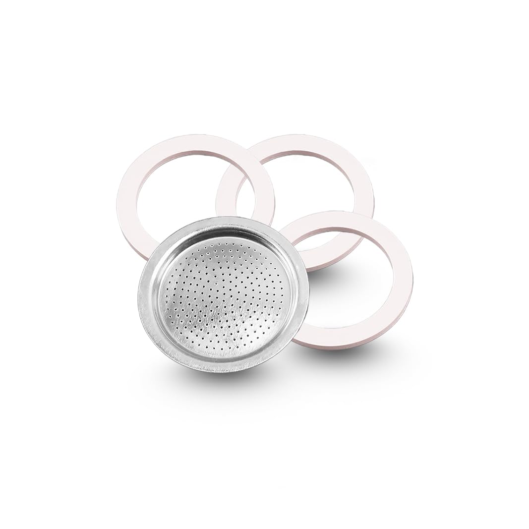 CG94 Moka Coffee Pot Filter with 3 Seals (3 Cups) - Perfect for Espresso, Stovetop Brewing & Italian Coffee Lovers