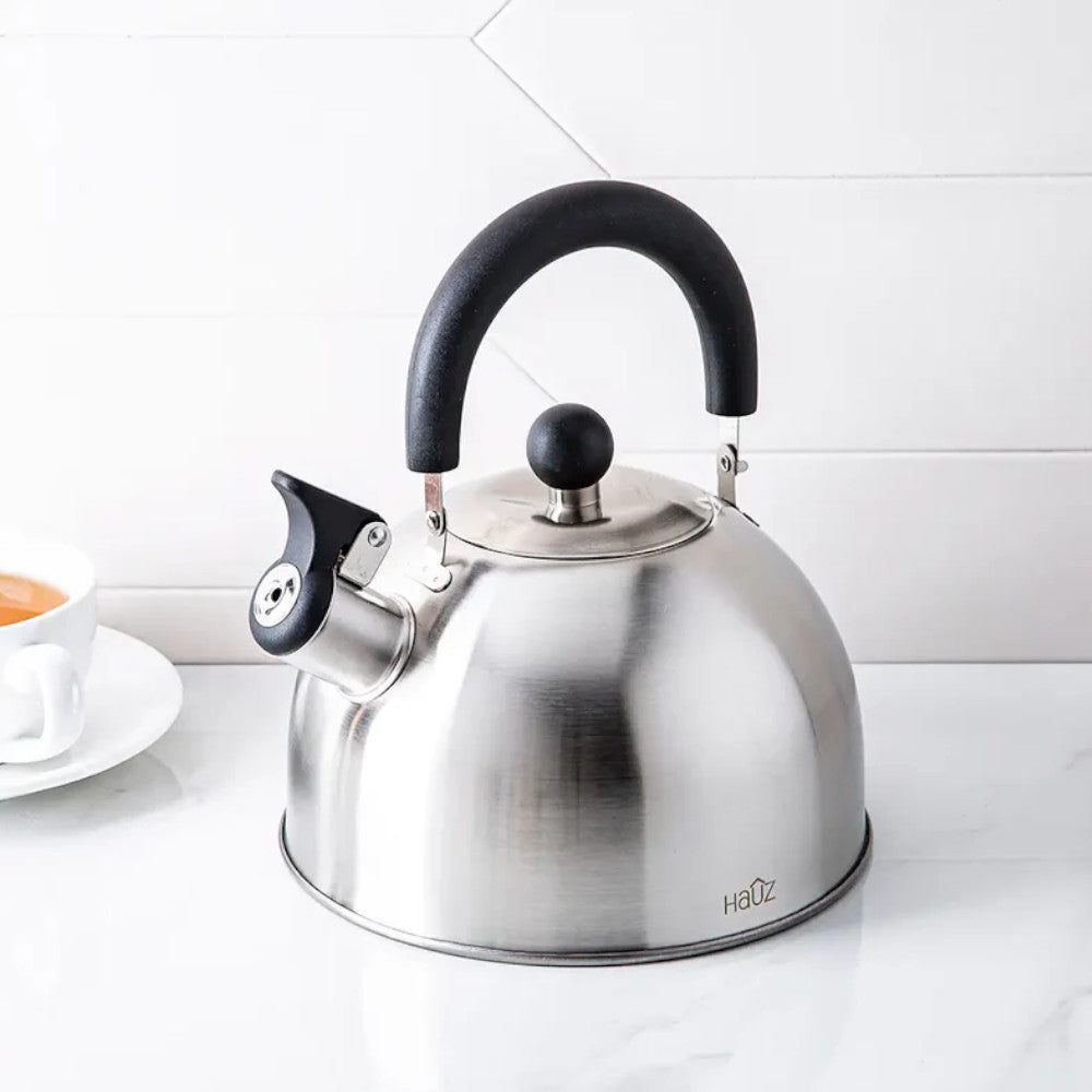 HAUZ AKL1695 2L Stainless Steel Whistling Tea Kettle - Stovetop Whistling Kettle for Gas & Electric Stoves - Perfect for Boiling Water, Making Tea & Coffee in Kitchen, Camping or Office Use