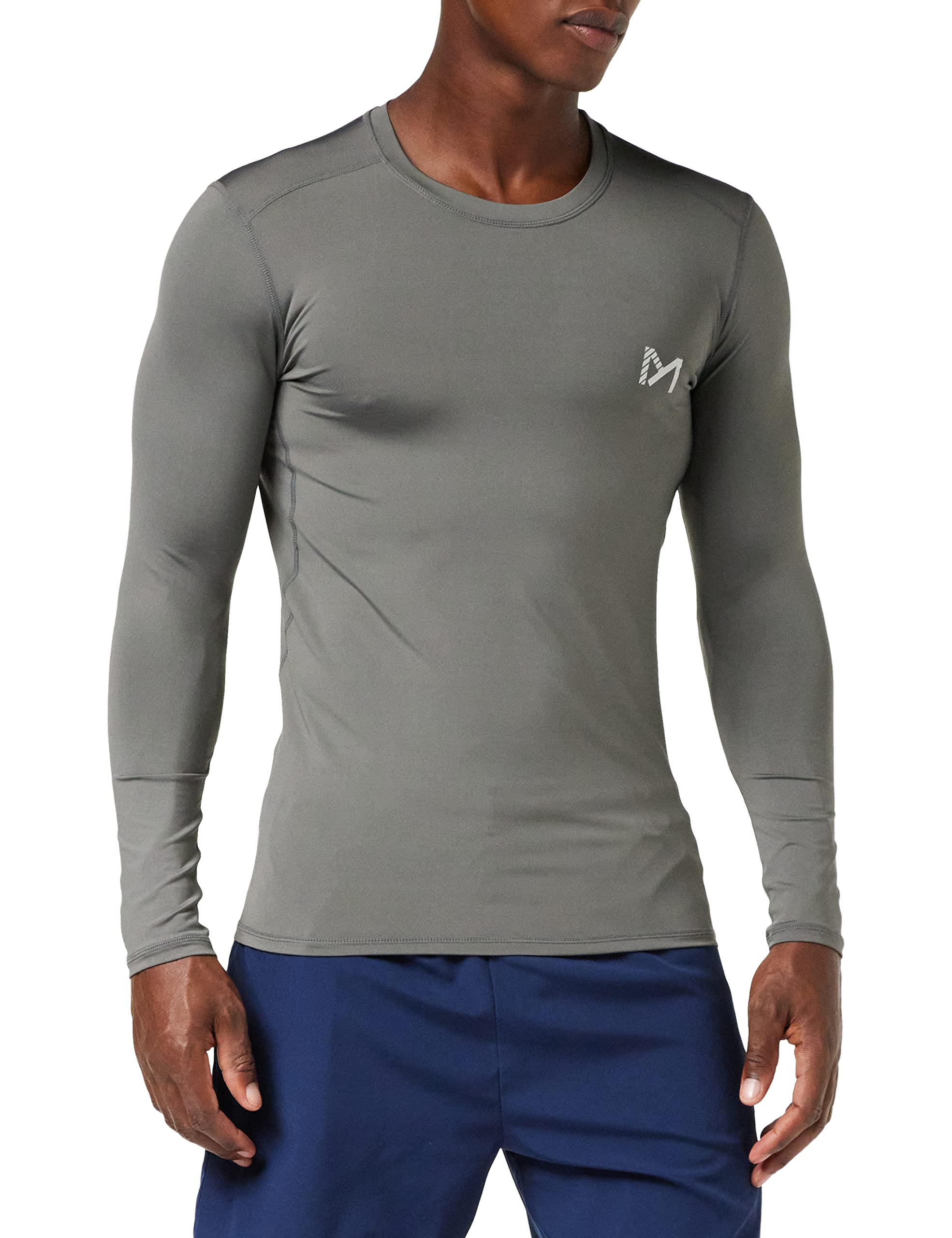 MEETYOO Men's Compression Shirt, Long Sleeve Athletic Base Layer for Running, Gym, Cycling - Moisture Wicking & Breathable Workout Shirt for Sports & Outdoor Activities